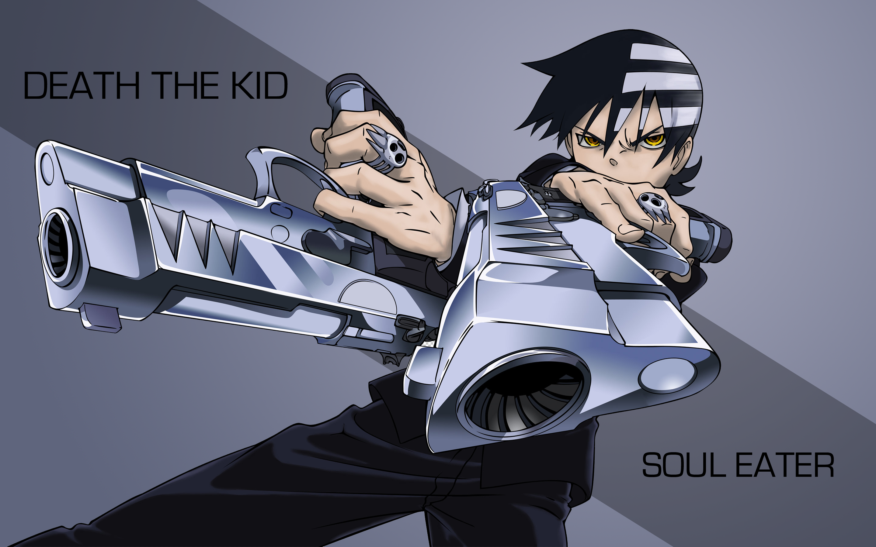 Anime 2880x1800 Soul Eater Death The Kid anime boys gun anime at gunpoint dual wield arms crossed angry