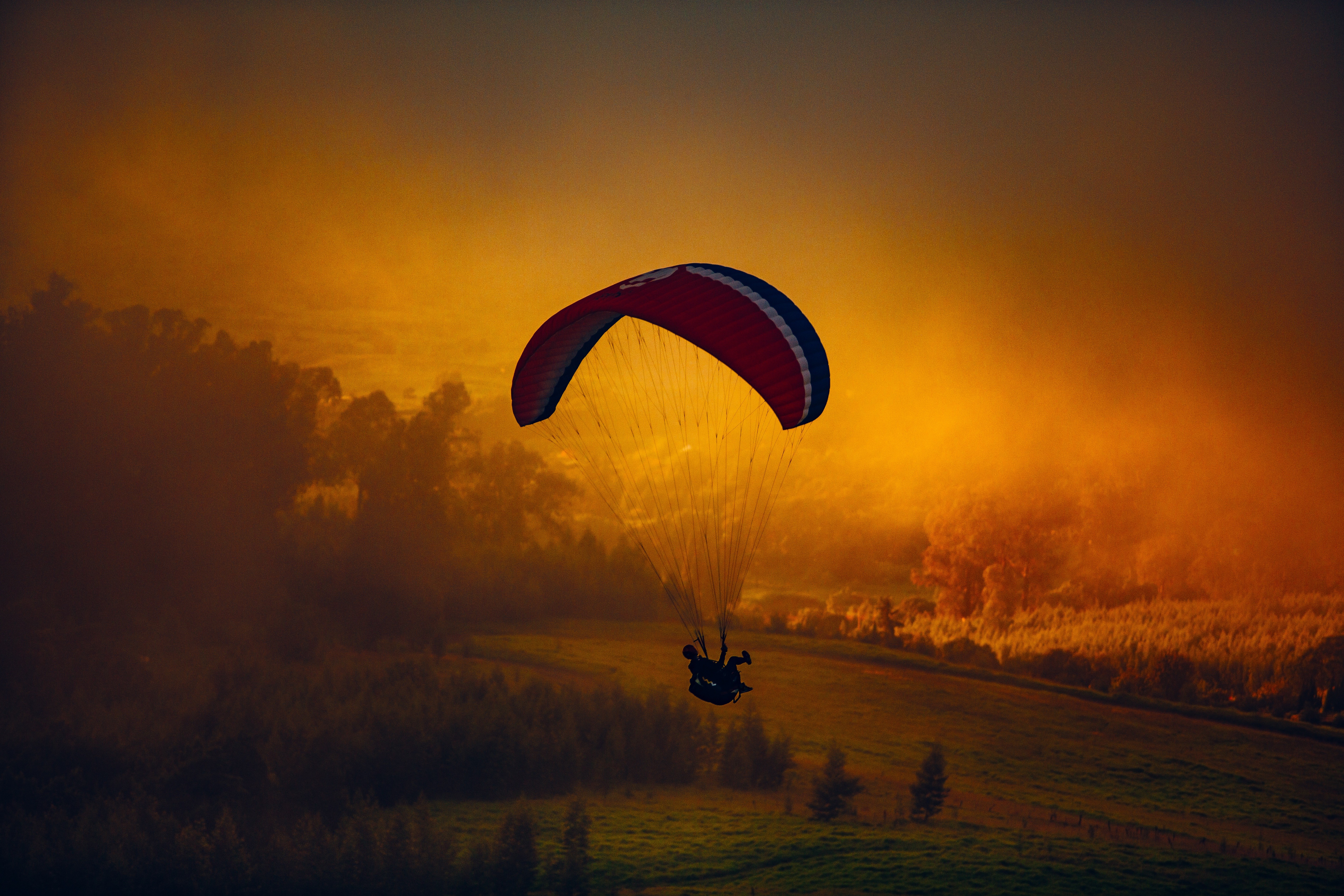 General 5760x3840 nature parachutes paragliding landscape sky orange sky