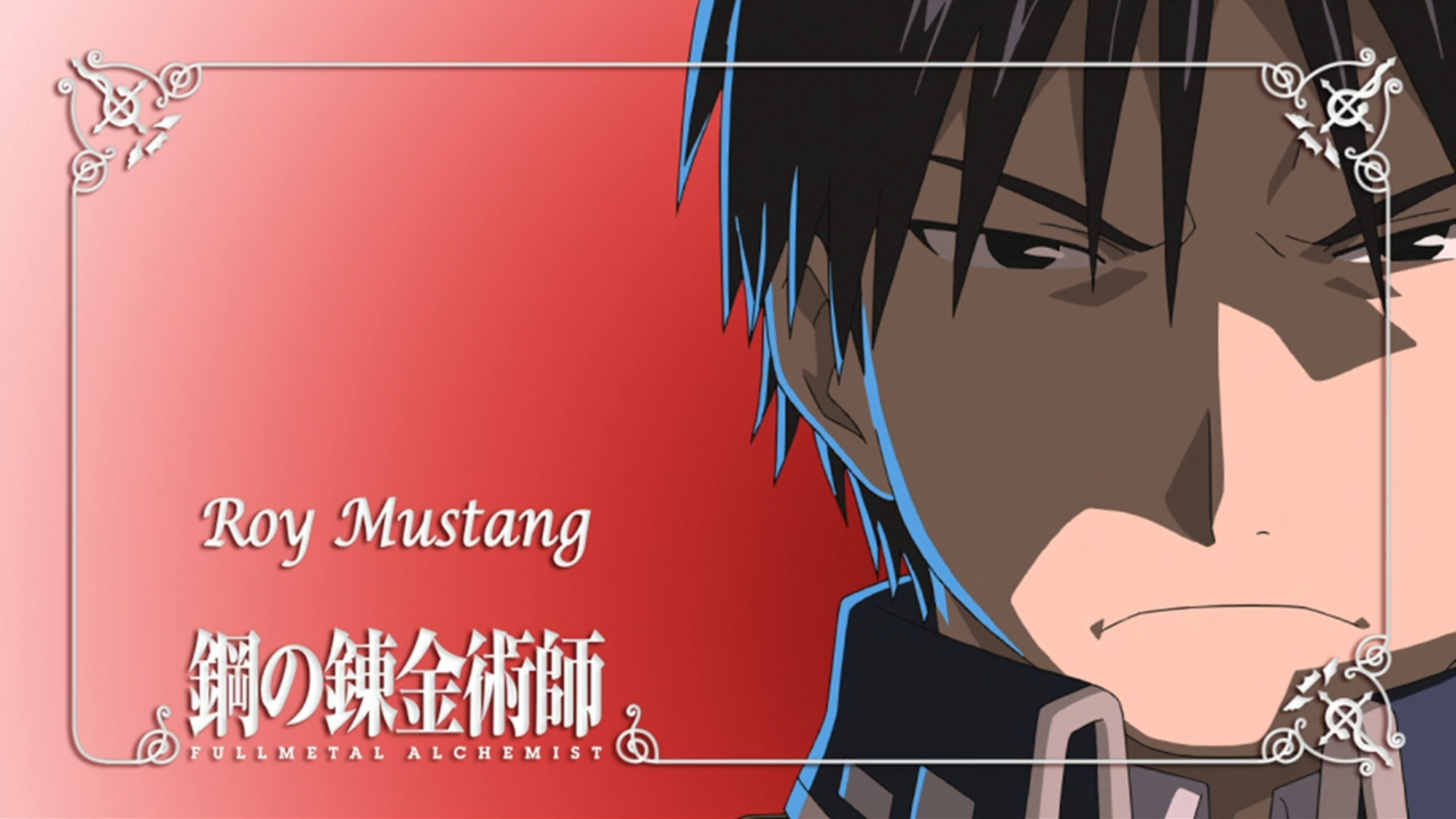 Anime 1920x1080 Fullmetal Alchemist: Brotherhood Roy Mustang anime anime boys red background face closeup