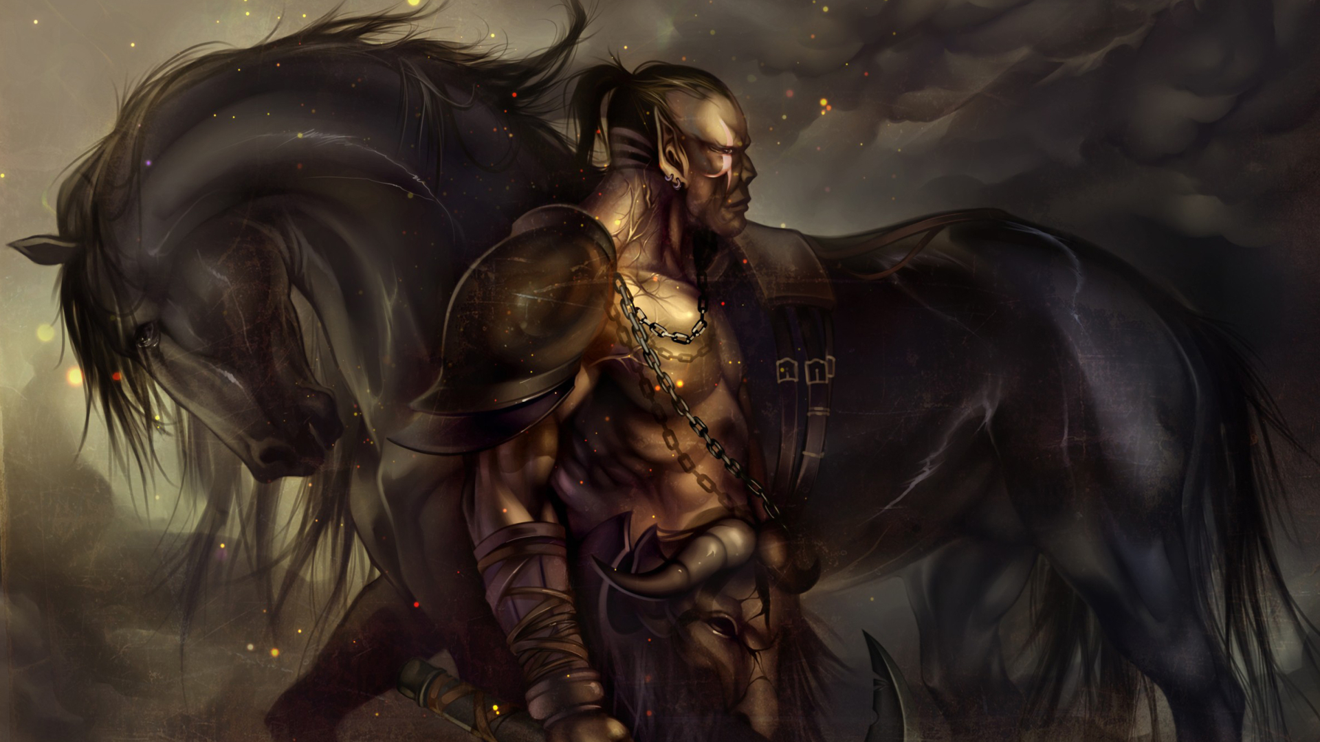 General 1920x1080 digital art warrior fantasy art Orc horse