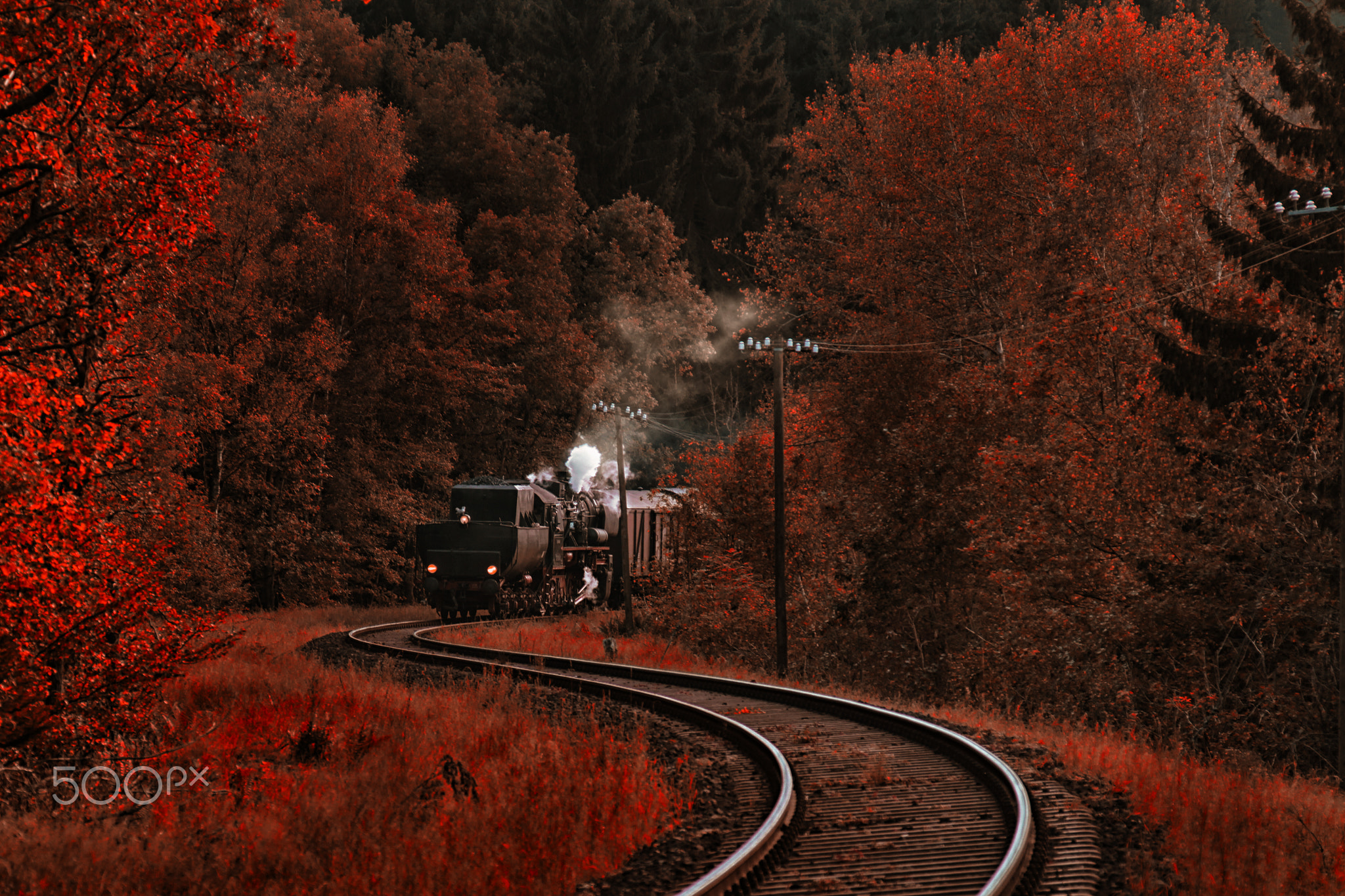 General 2048x1365 red nature landscape 500px Niko Angelopoulos railway train trees vehicle