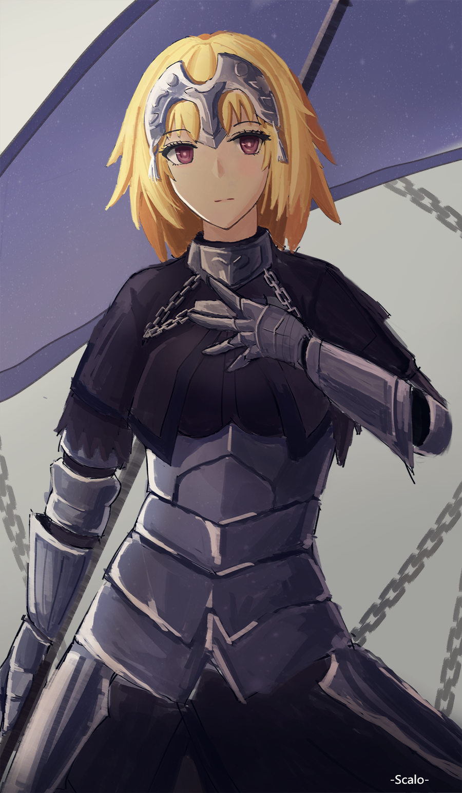 Anime 900x1544 Fate series Fate/Apocrypha  anime girls Ruler (Fate/Apocrypha) Fate/Grand Order big boobs armor purple eyes looking at viewer fan art 2D Jeanne d'Arc (Fate) blonde