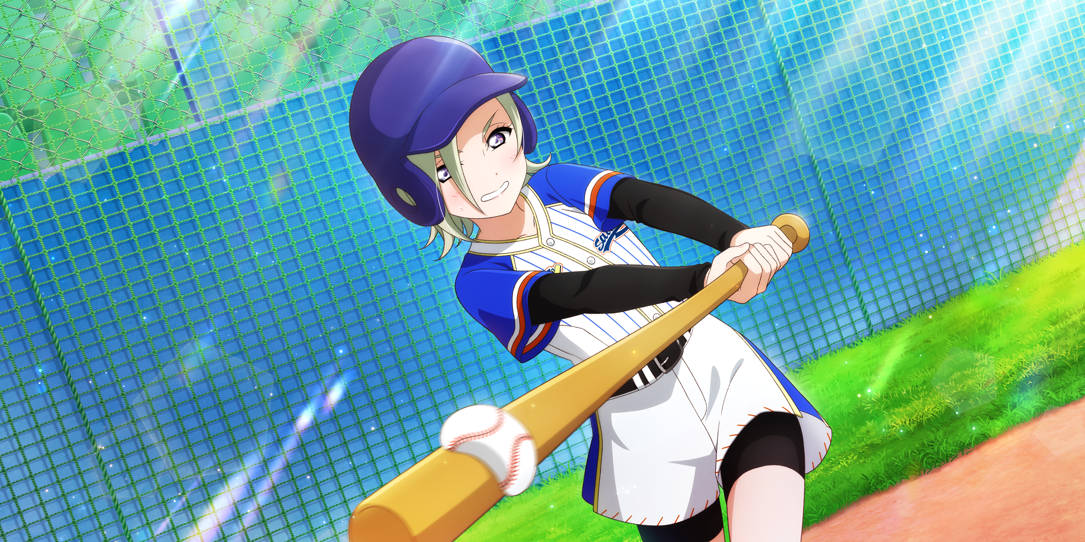 Anime 3600x1800 Mia Taylor Love Live! Love Live! Nijigasaki High School Idol Club anime anime girls baseball cap baseball baseball bat sunlight baseball shirt short hair
