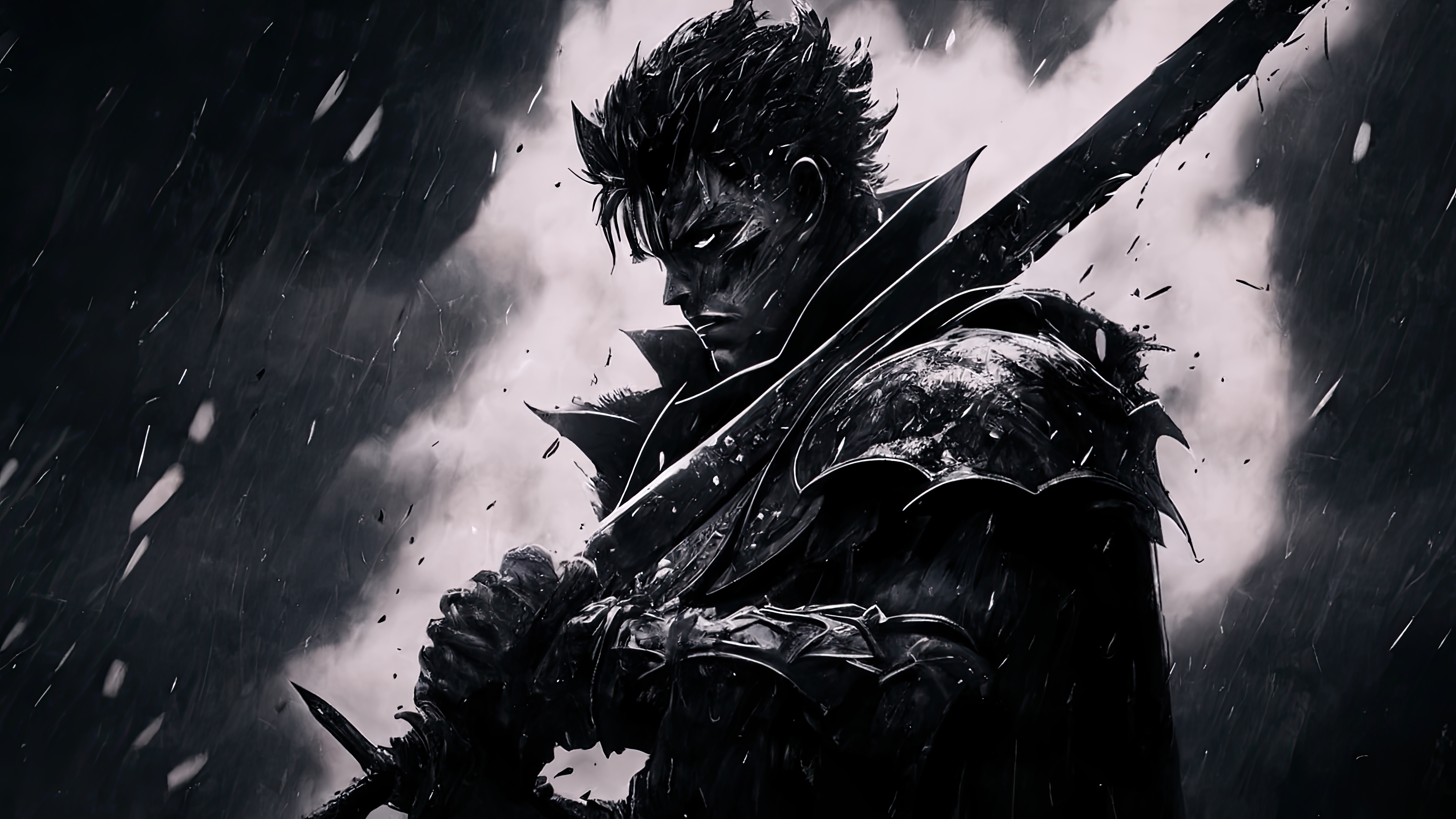 Anime 8192x4608 Guts Berserk berserk armor anime men rain looking at viewer armor sword