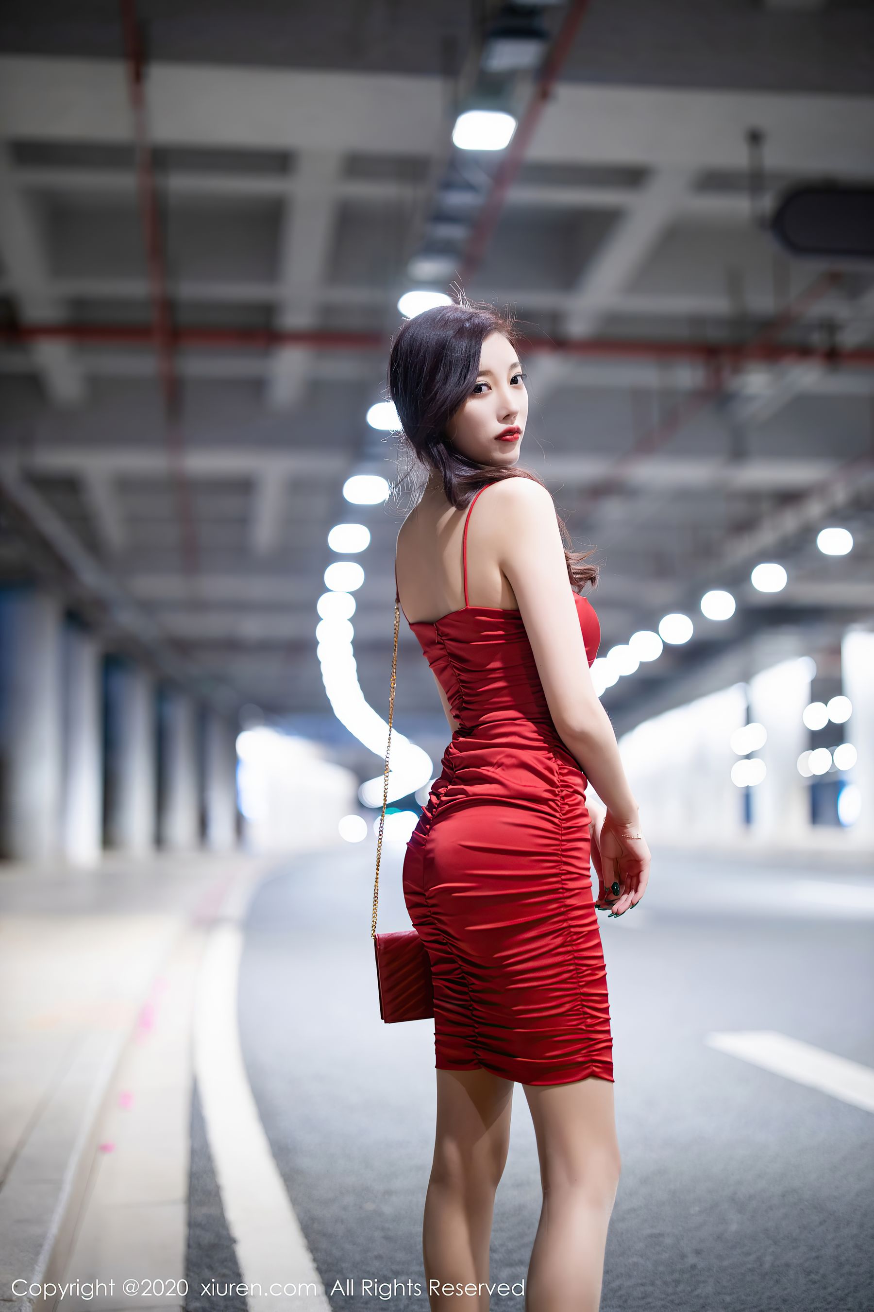 People 1800x2700 Xiuren Asian glamour red dress tight dress Chinese legs smiling ass women Chenchen Yang