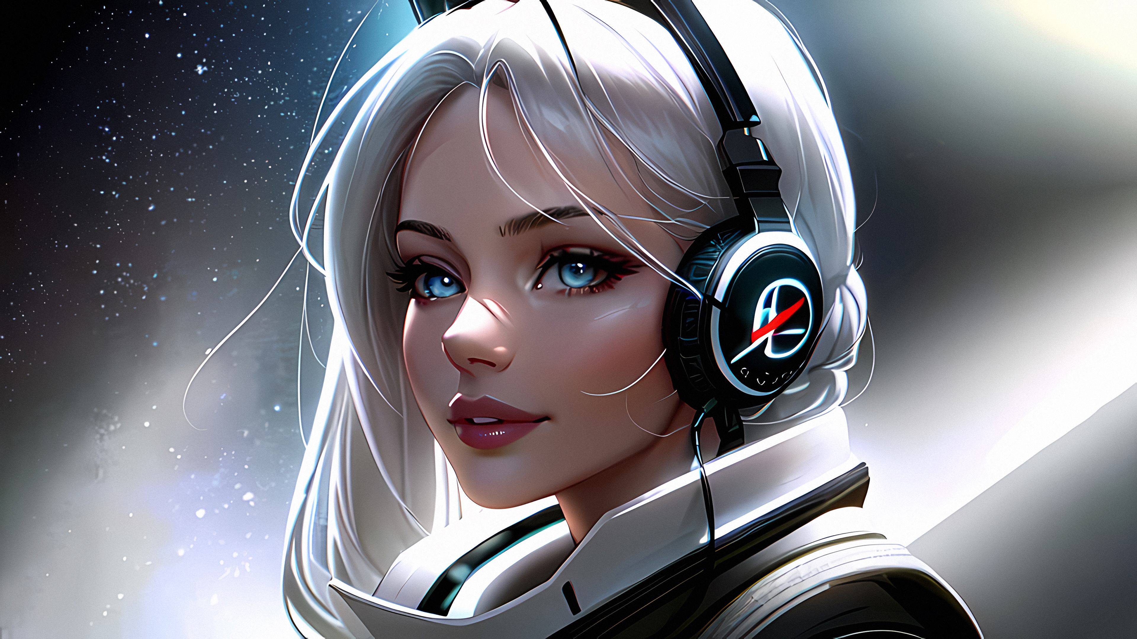 General 3840x2160 Stable Diffusion 4K space women headphones AI art