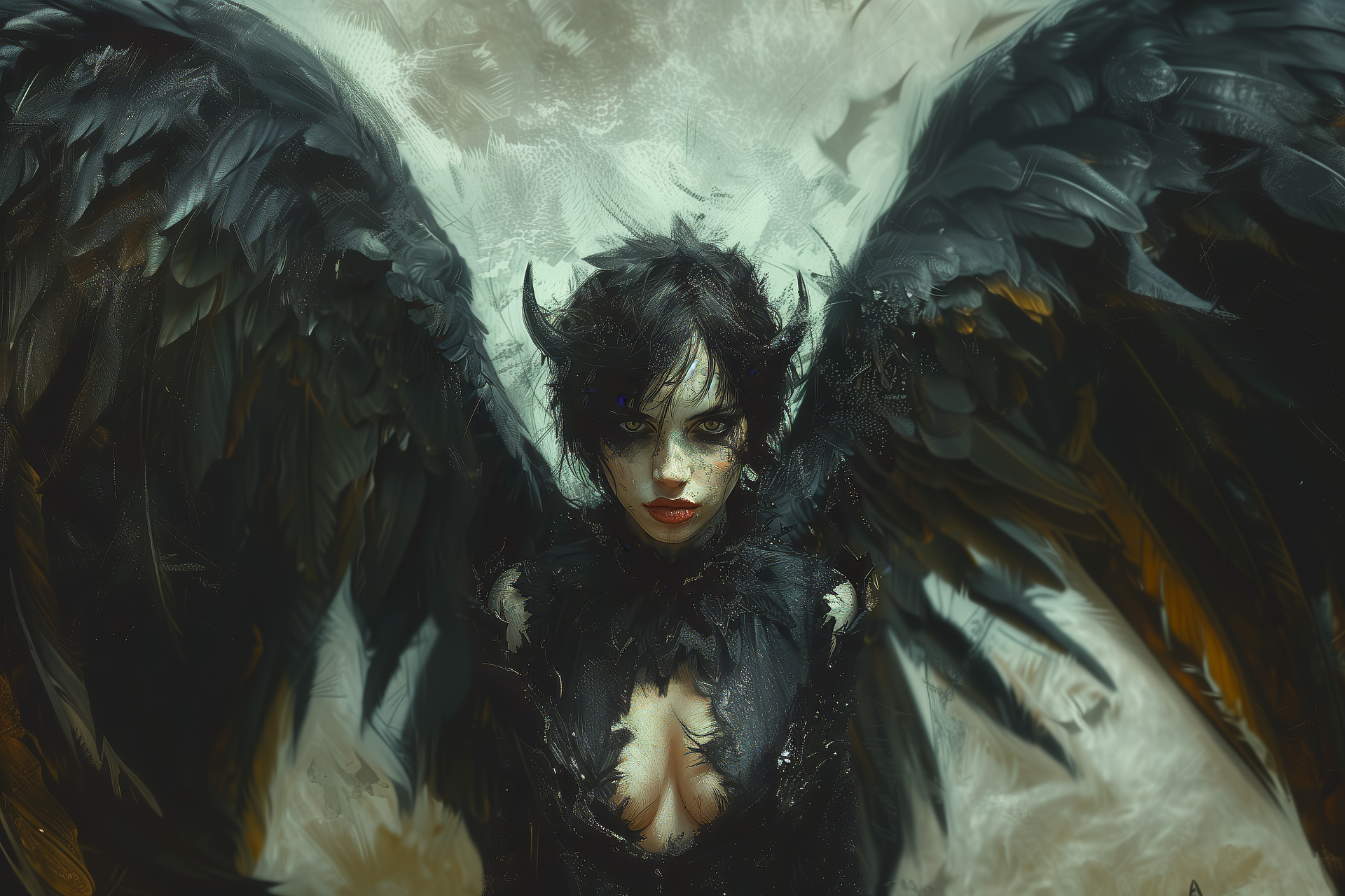 General 1920x1280 angel succubus demon girls demoness demon fantasy girl creepy fantasy art dark fantasy evil horror digital art AI art