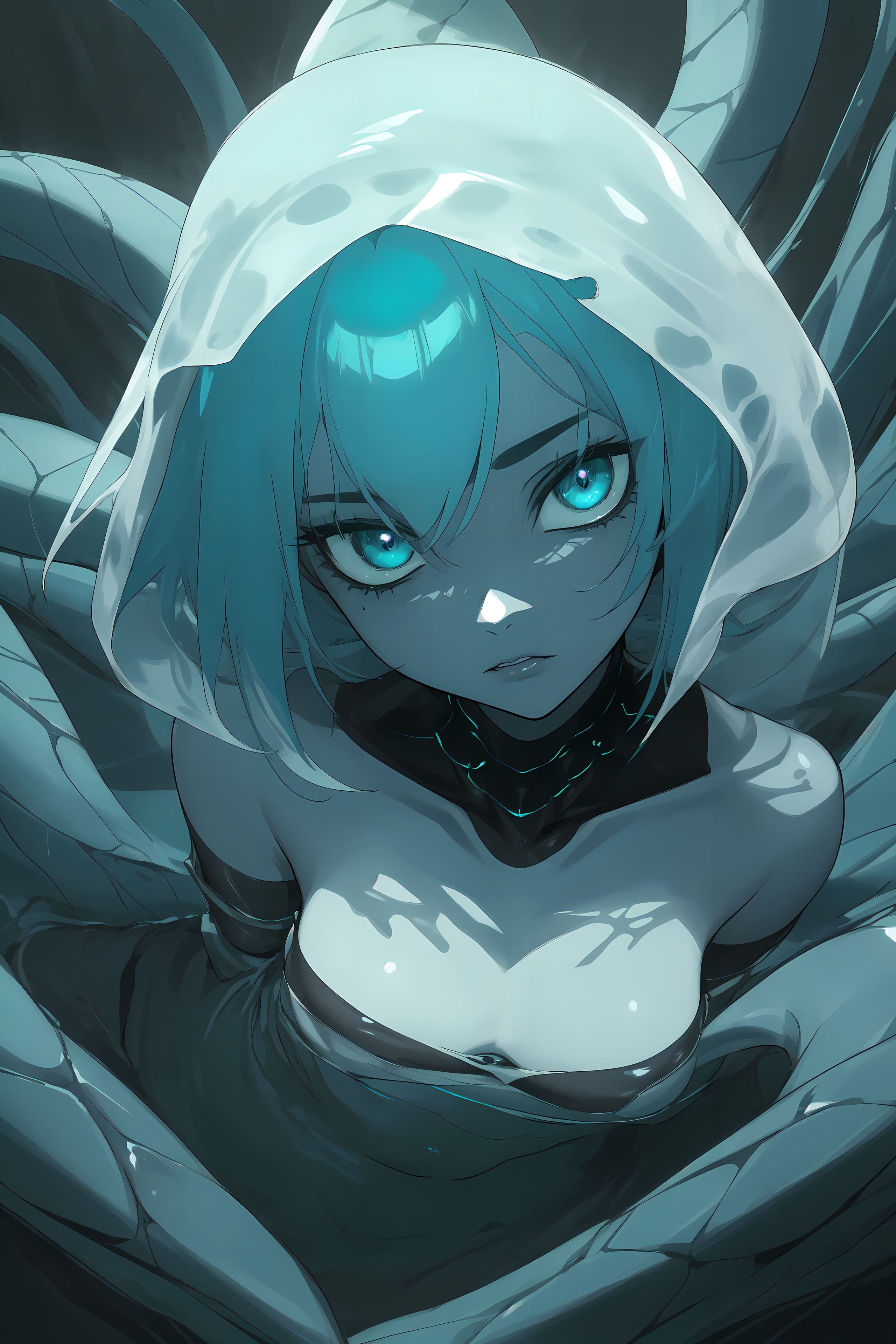 Anime 2560x3840 AI art anime women blue eyes fantasy art concept art