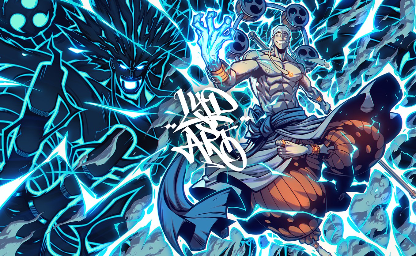 Anime 1358x836 One Piece LYDart_Mclo Enel spark lightning