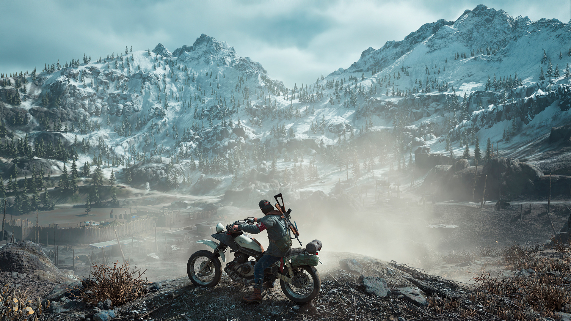 General 1920x1080 Days Gone video games video game art motorcycle gun mountains snow nature mist video game men