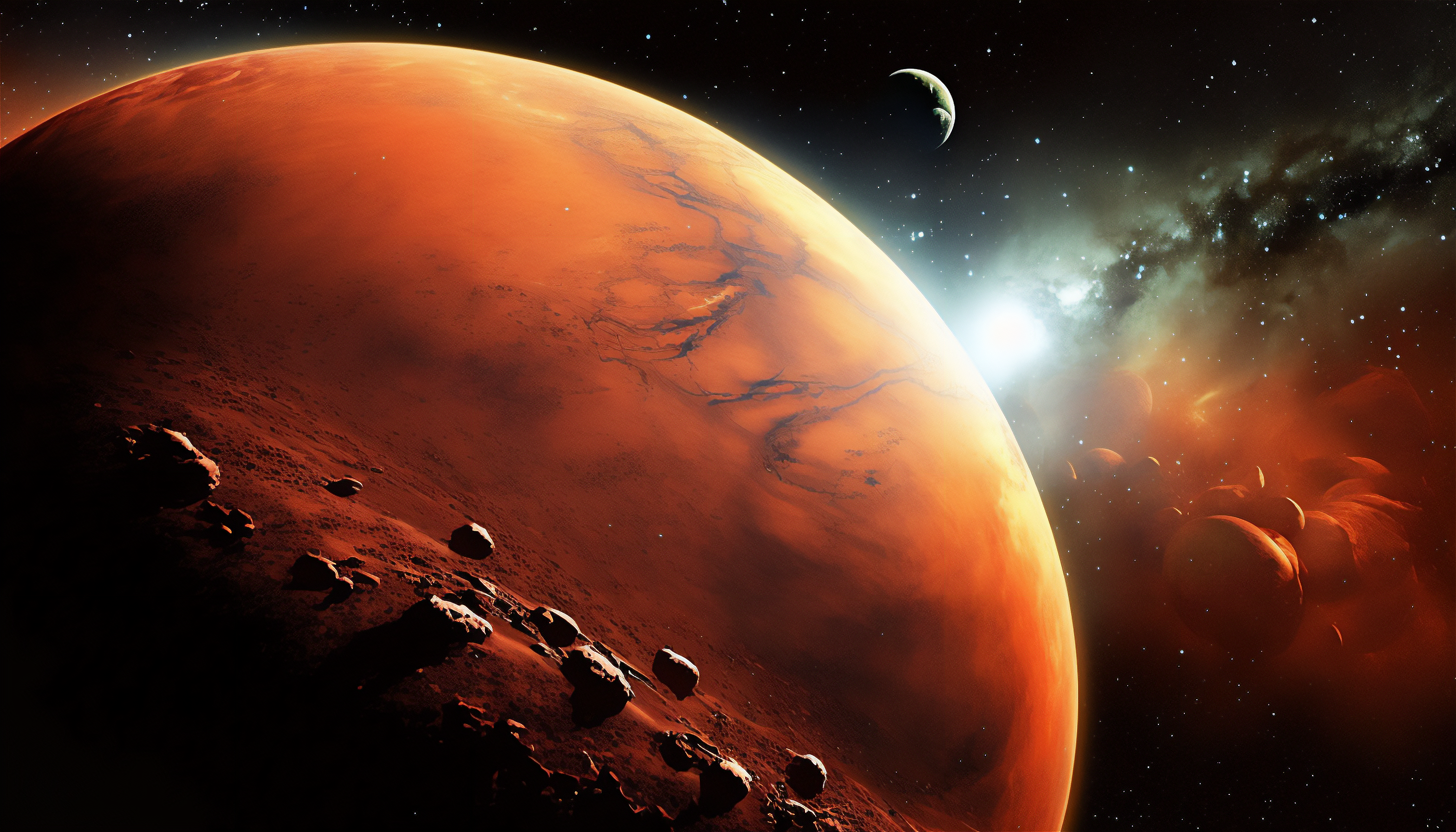 General 3136x1792 AI art illustration Mars planet space stars
