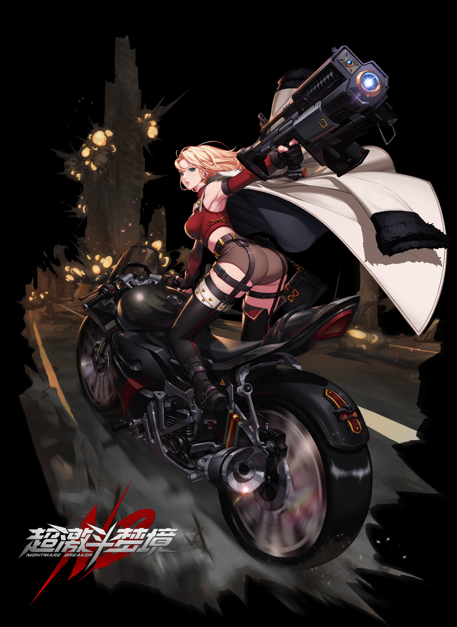 Anime 1500x2056 Tan 86 drawing women straps ass weapon gun motorcycle fighting driving portrait display girls with guns vehicle