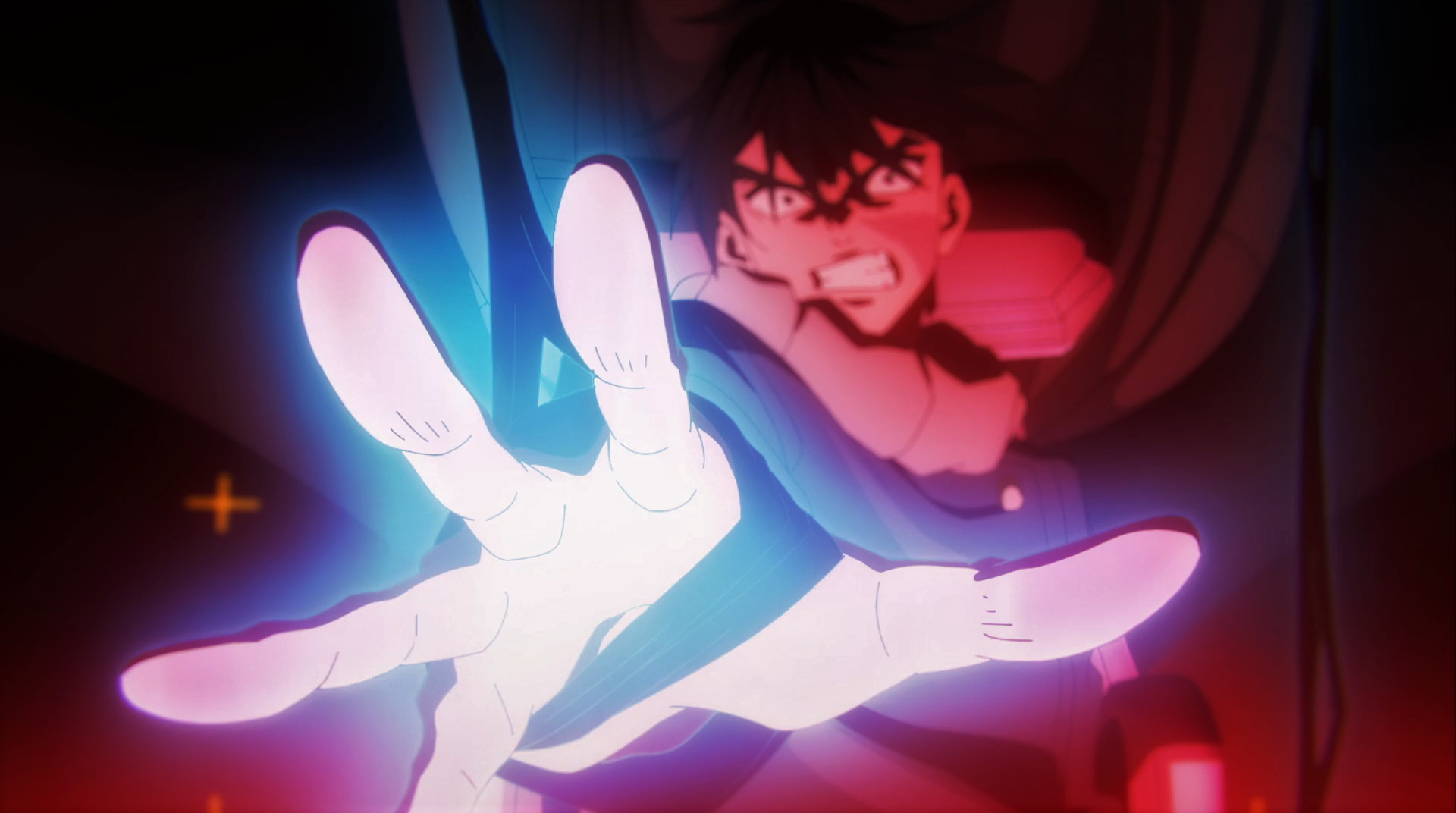 Anime 1920x1072 Jujutsu Kaisen hands angry scarf blue light uniform anime Anime screenshot anime boys