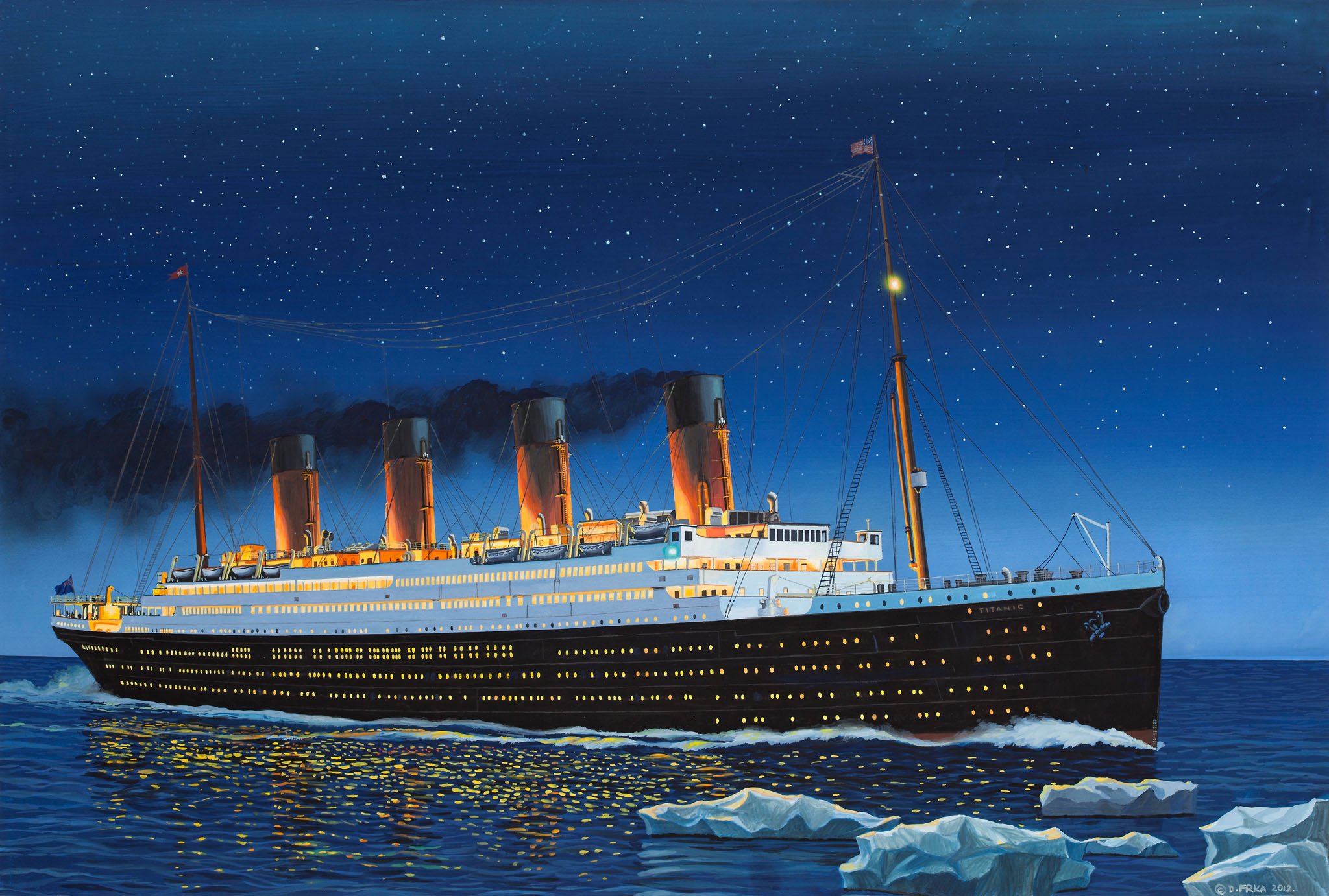 General 2048x1382 ship boat Titanic water ice night stars artwork digital art watermarked