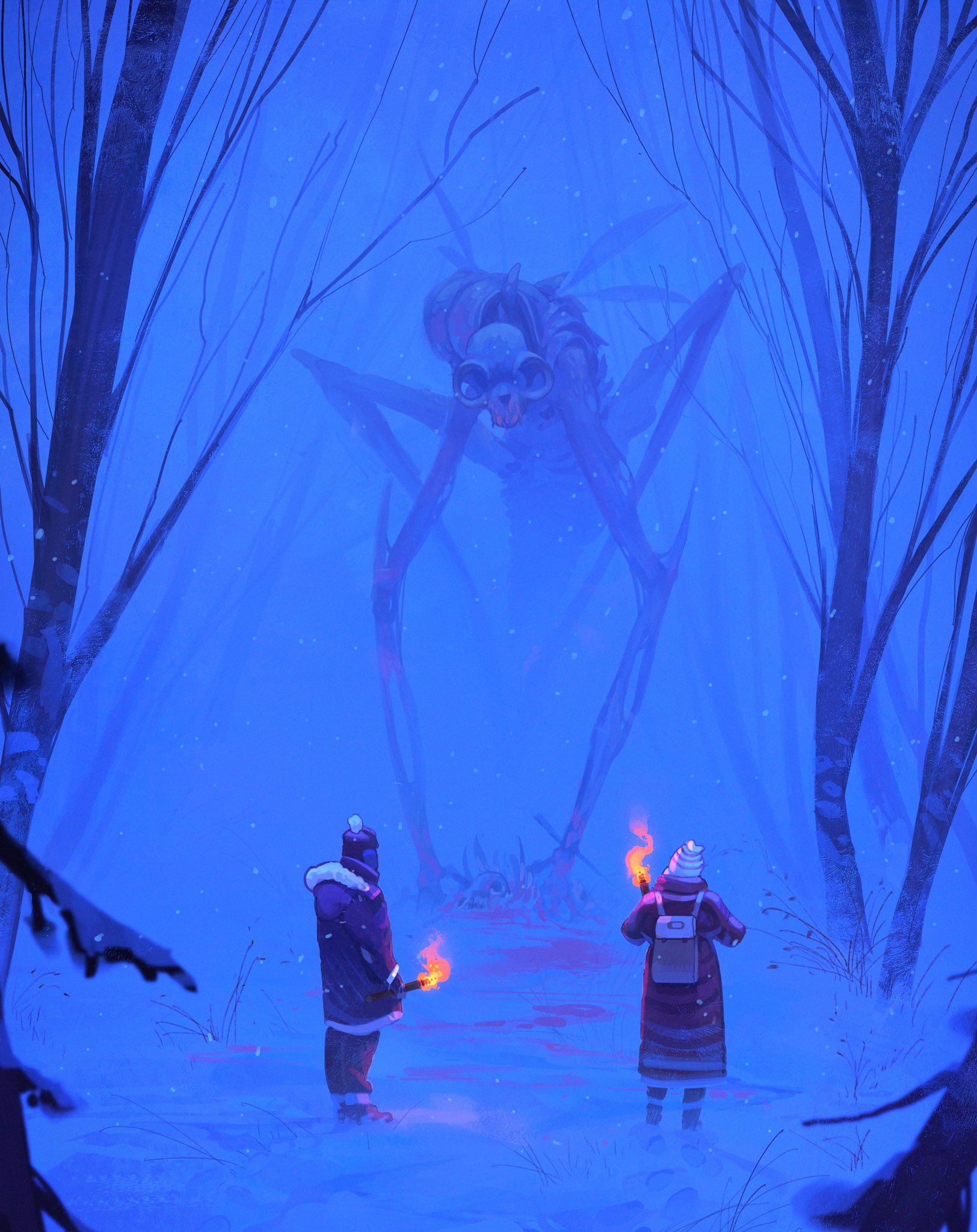 General 1624x2048 Jocelin Carmes digital art illustration dark skeleton forest fictional portrait display creature snow trees