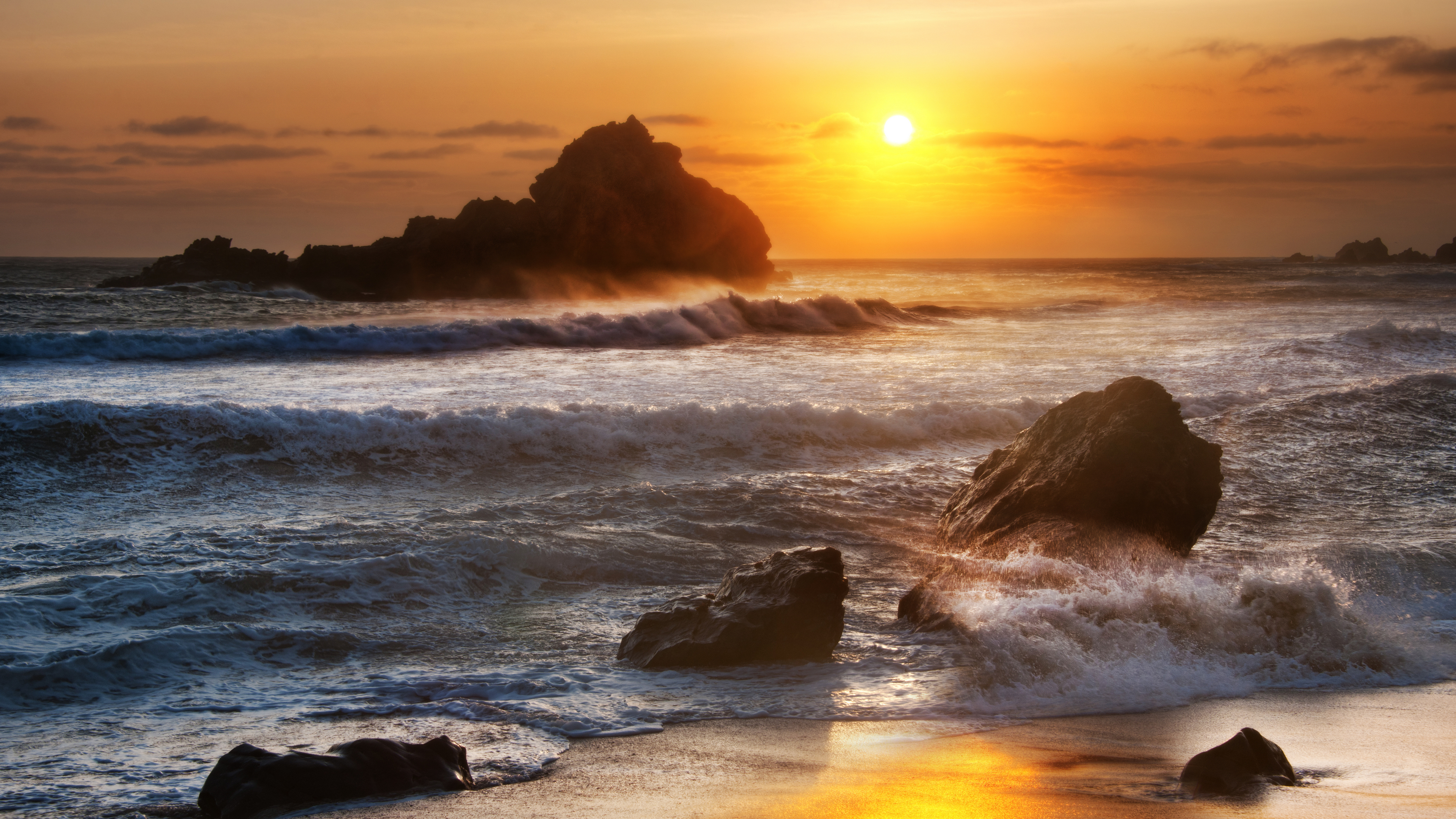 General 3840x2160 Trey Ratcliff 4K photography California water rocks Sun sunset