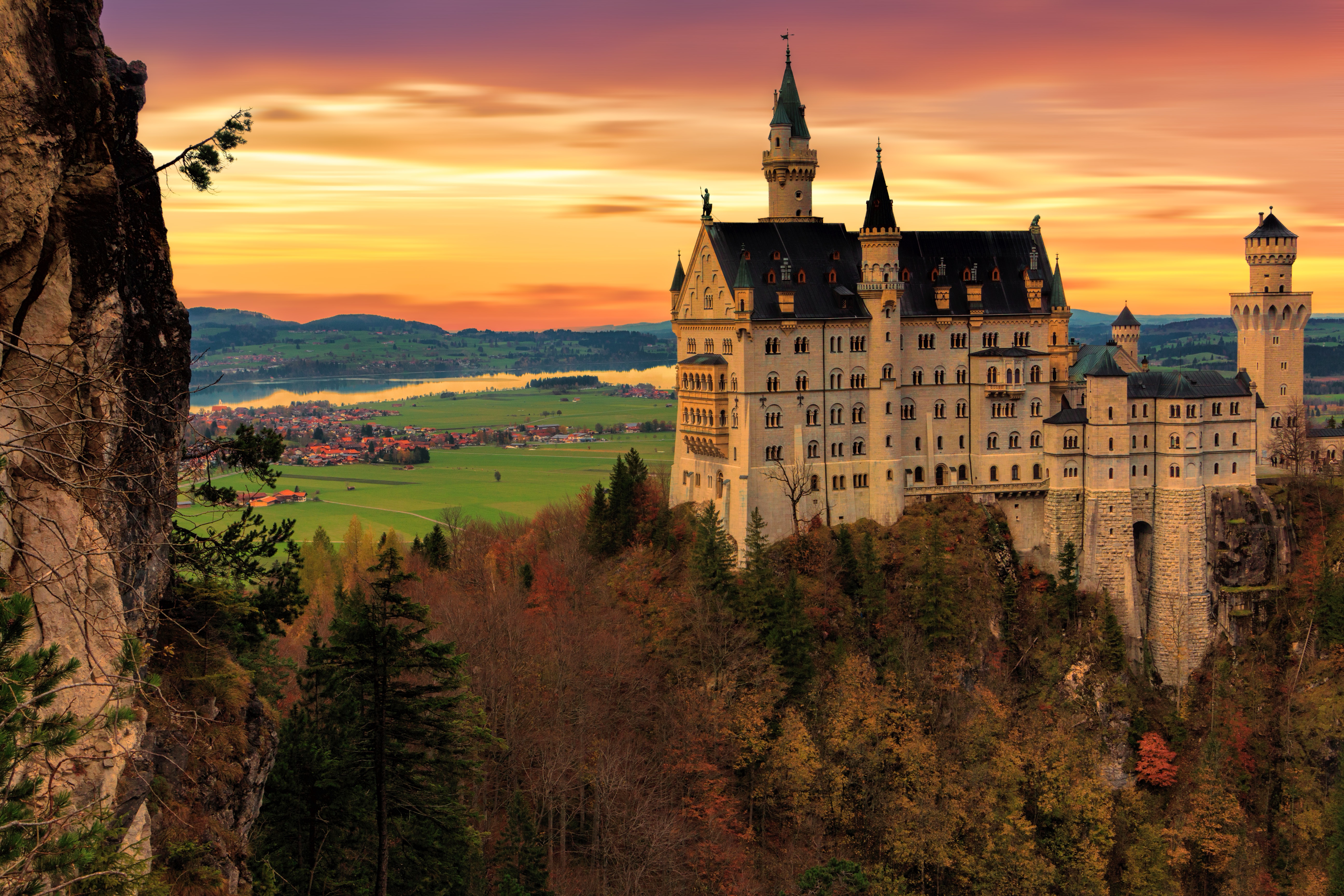 General 5184x3456 Neuschwanstein Castle sunset architecture castle trees landmark Germany Europe