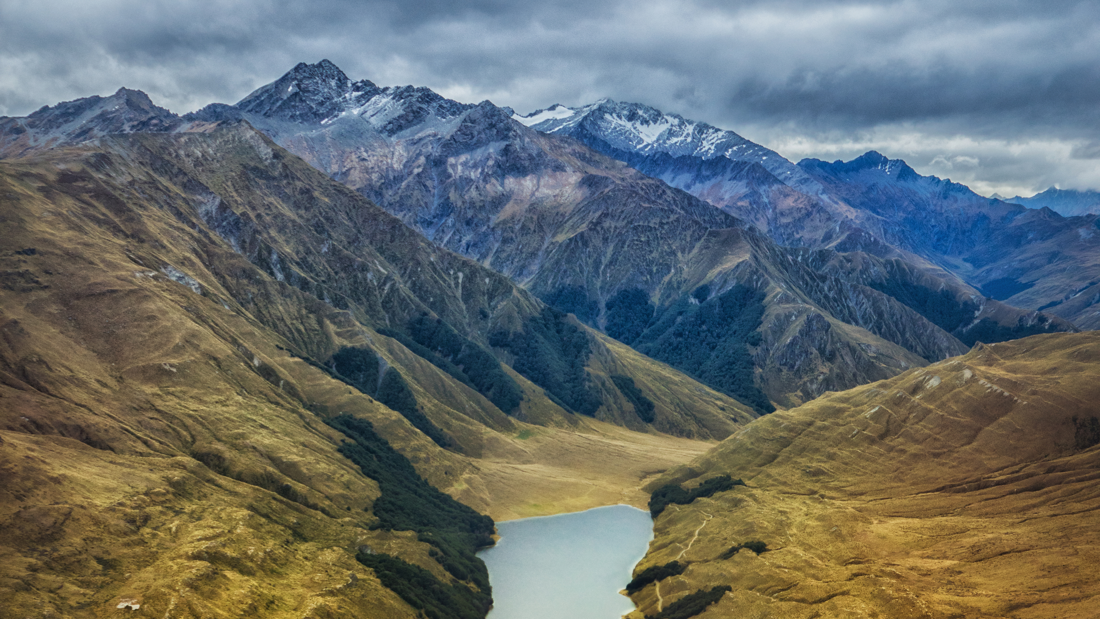 General 3840x2160 landscape 4K New Zealand nature water snow clouds