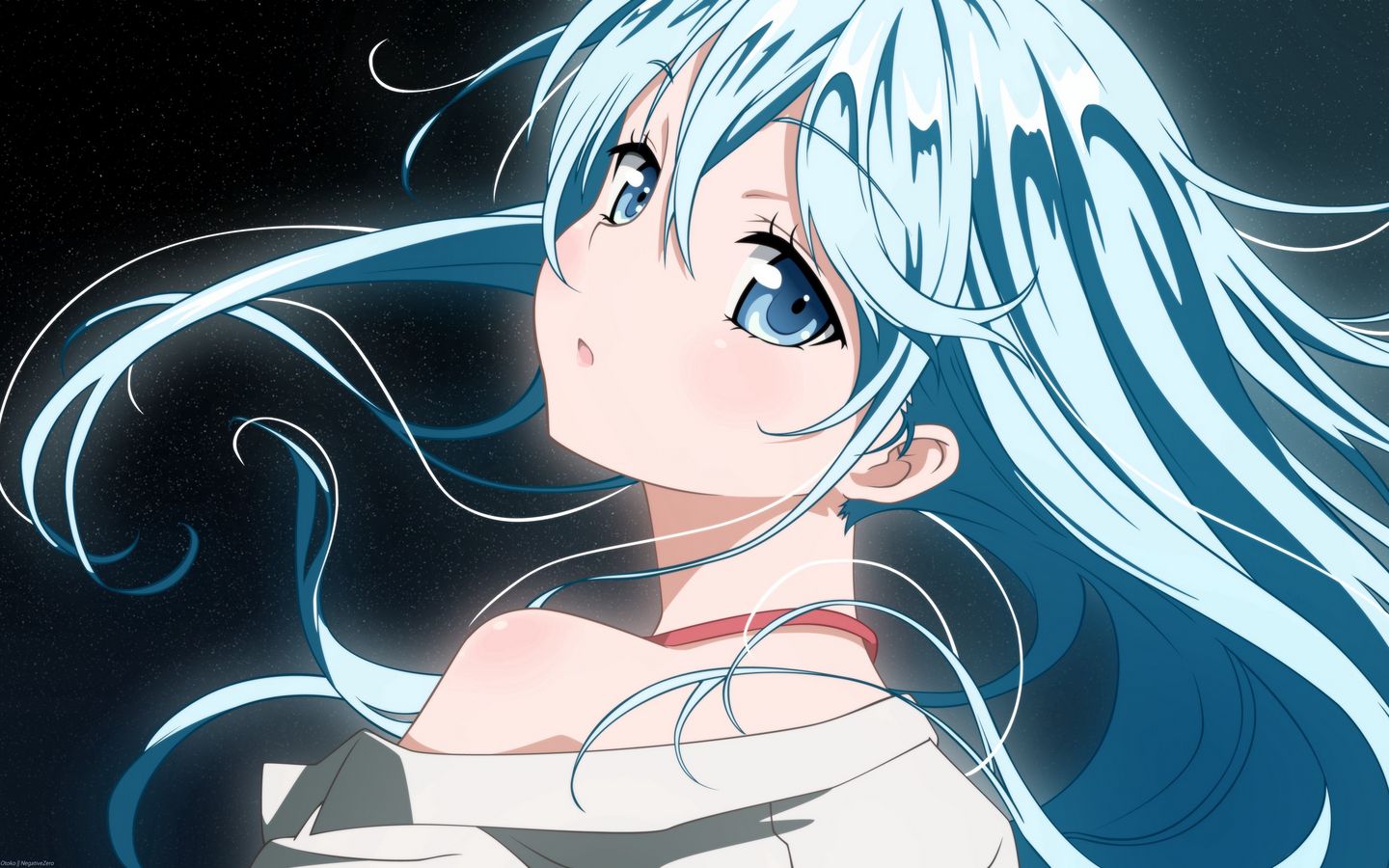 Anime 1440x900 anime anime girls Denpa Onna To Seishun Otoko blue hair blue eyes Touwa Erio