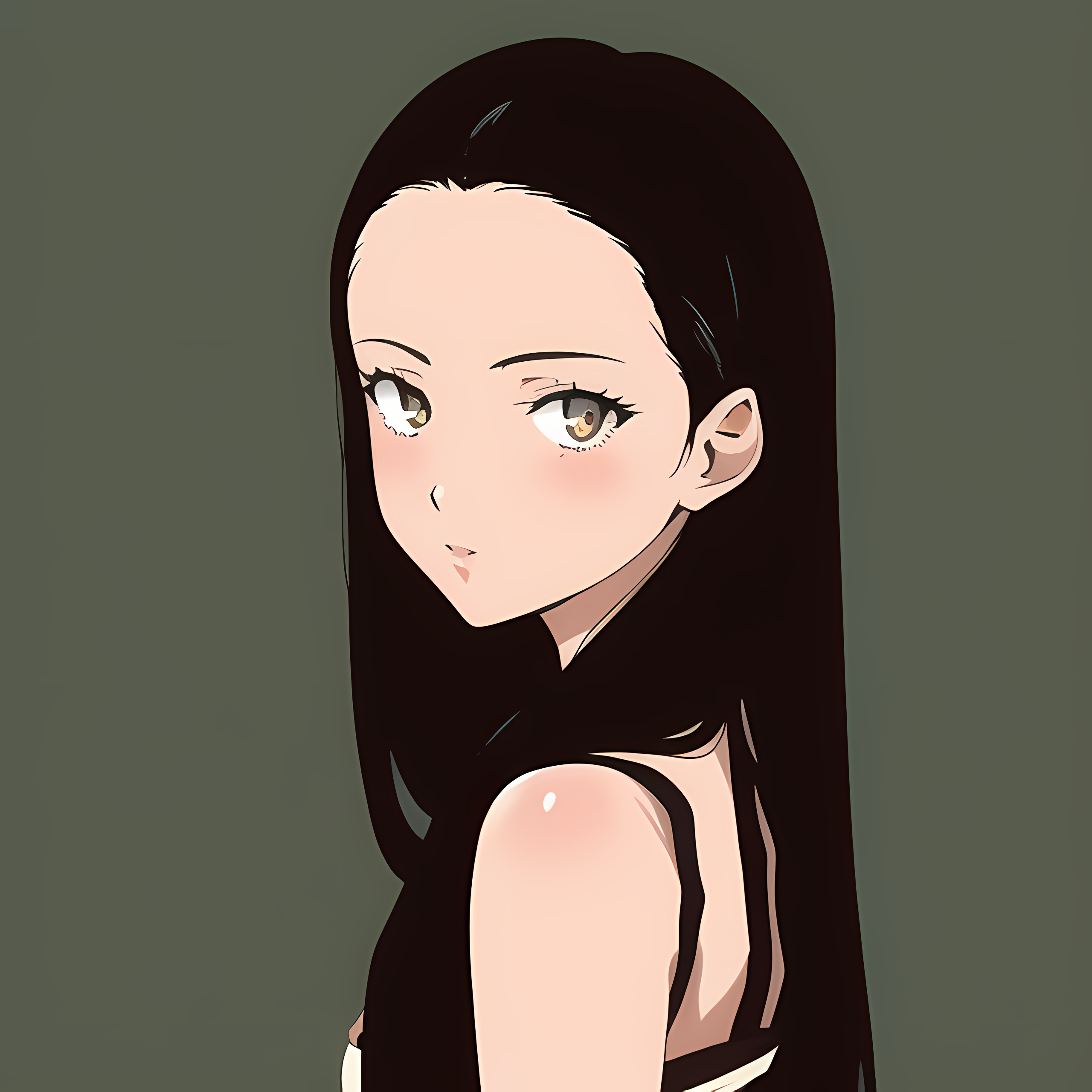 Anime 2560x2560 novel ai anime girls simple background black hair
