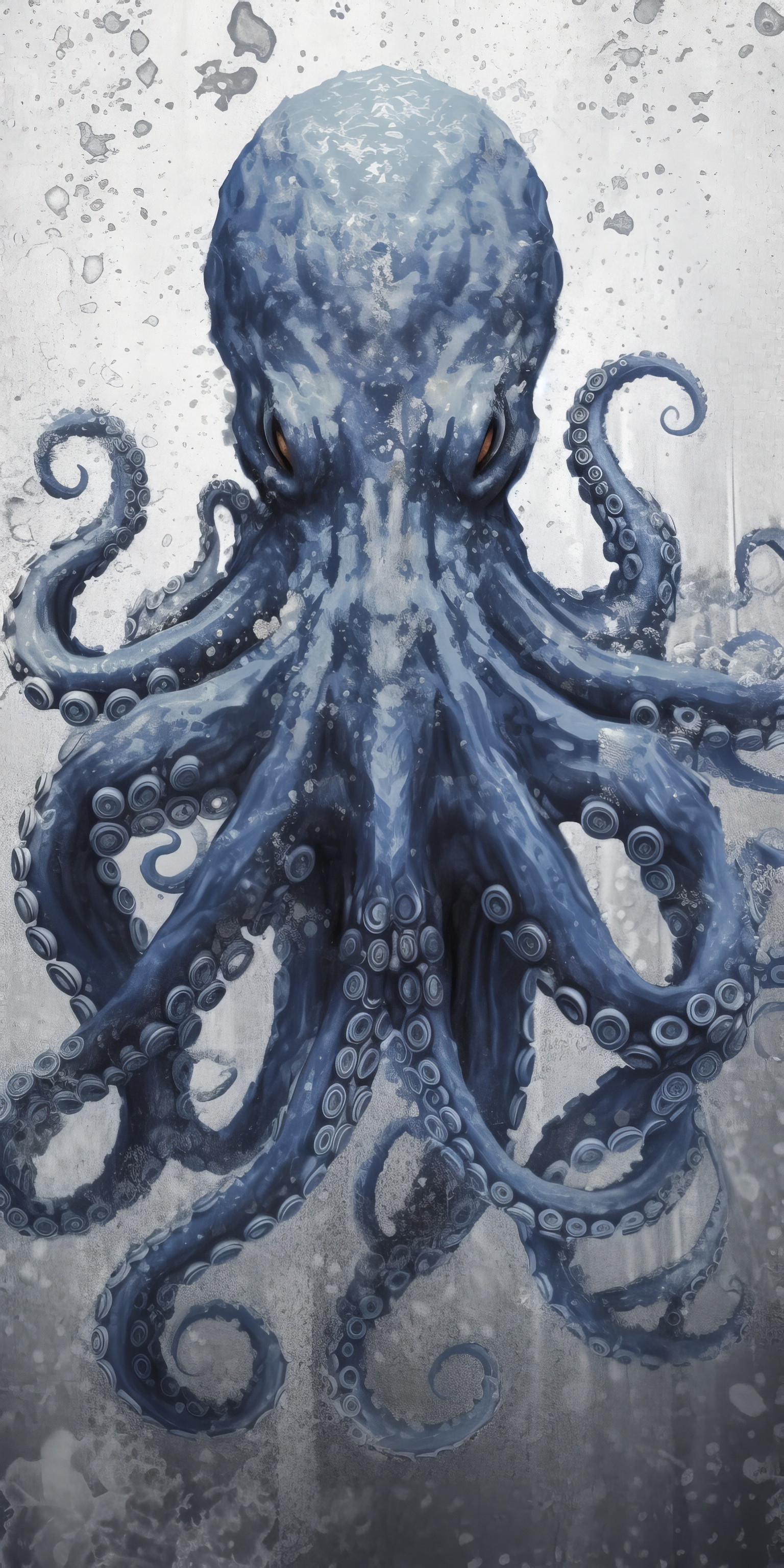 General 1536x3072 AI art portrait display illustration octopus blue animals looking at viewer tentacles