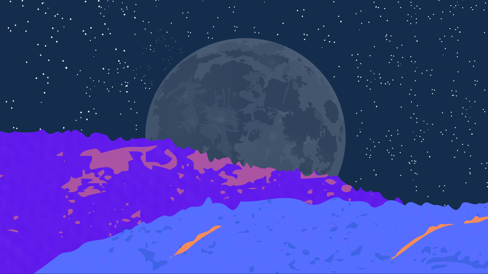 General 1920x1080 Linux Rhino Linux purple Moon night sky mountains operating system digital art