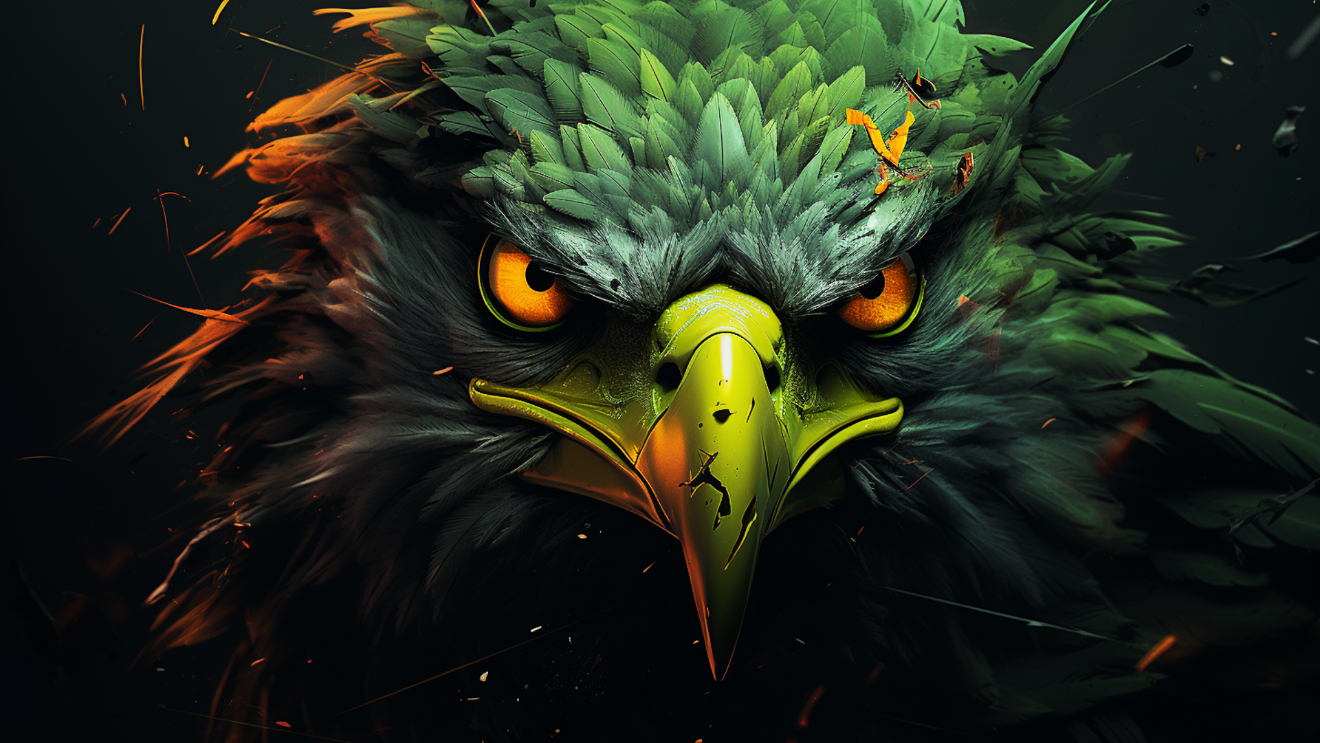 General 1920x1080 AI art eagle animals looking at viewer face simple background digital art minimalism