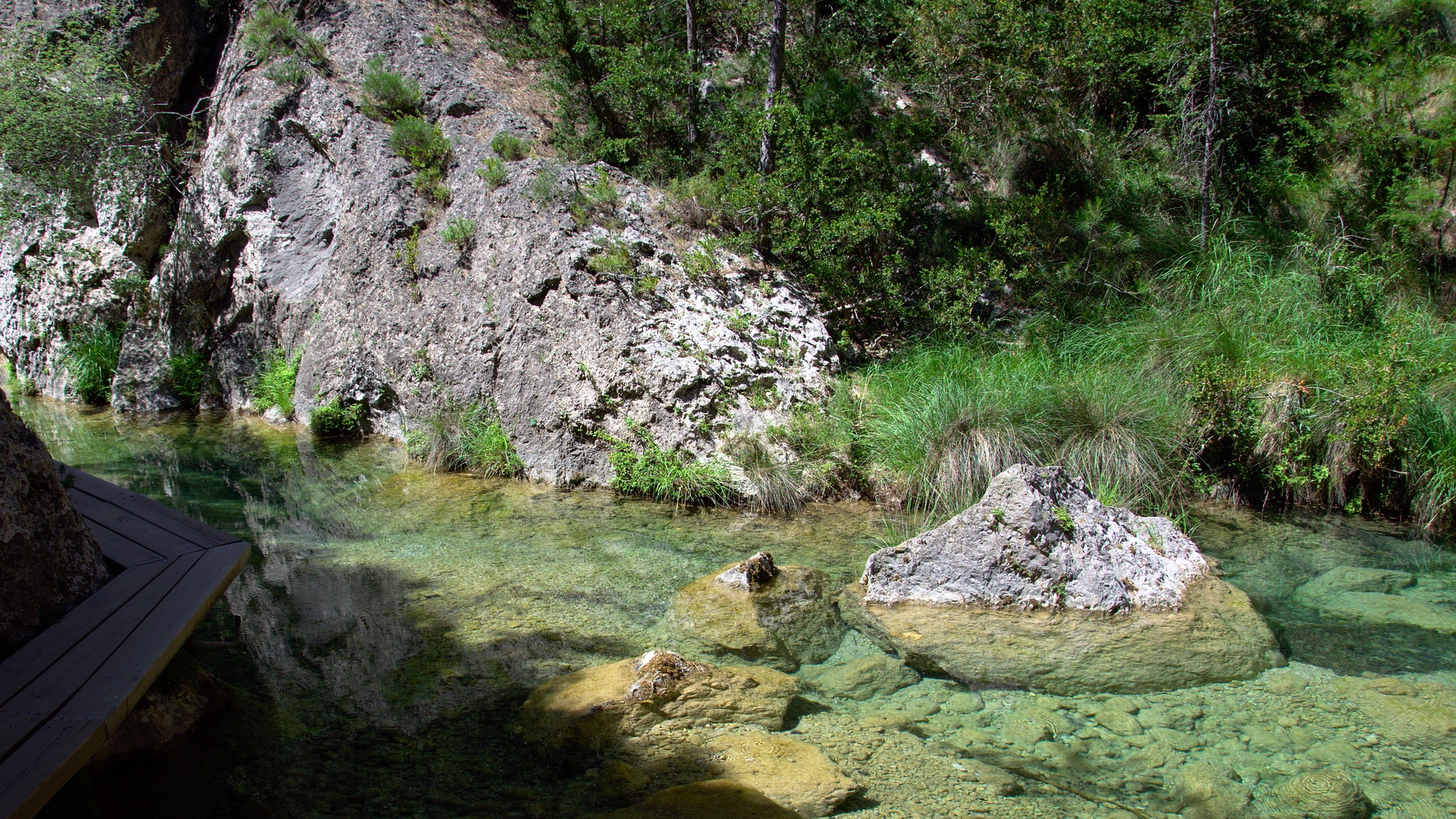 General 1920x1080 nature water river landscape Spain Teruel rocks