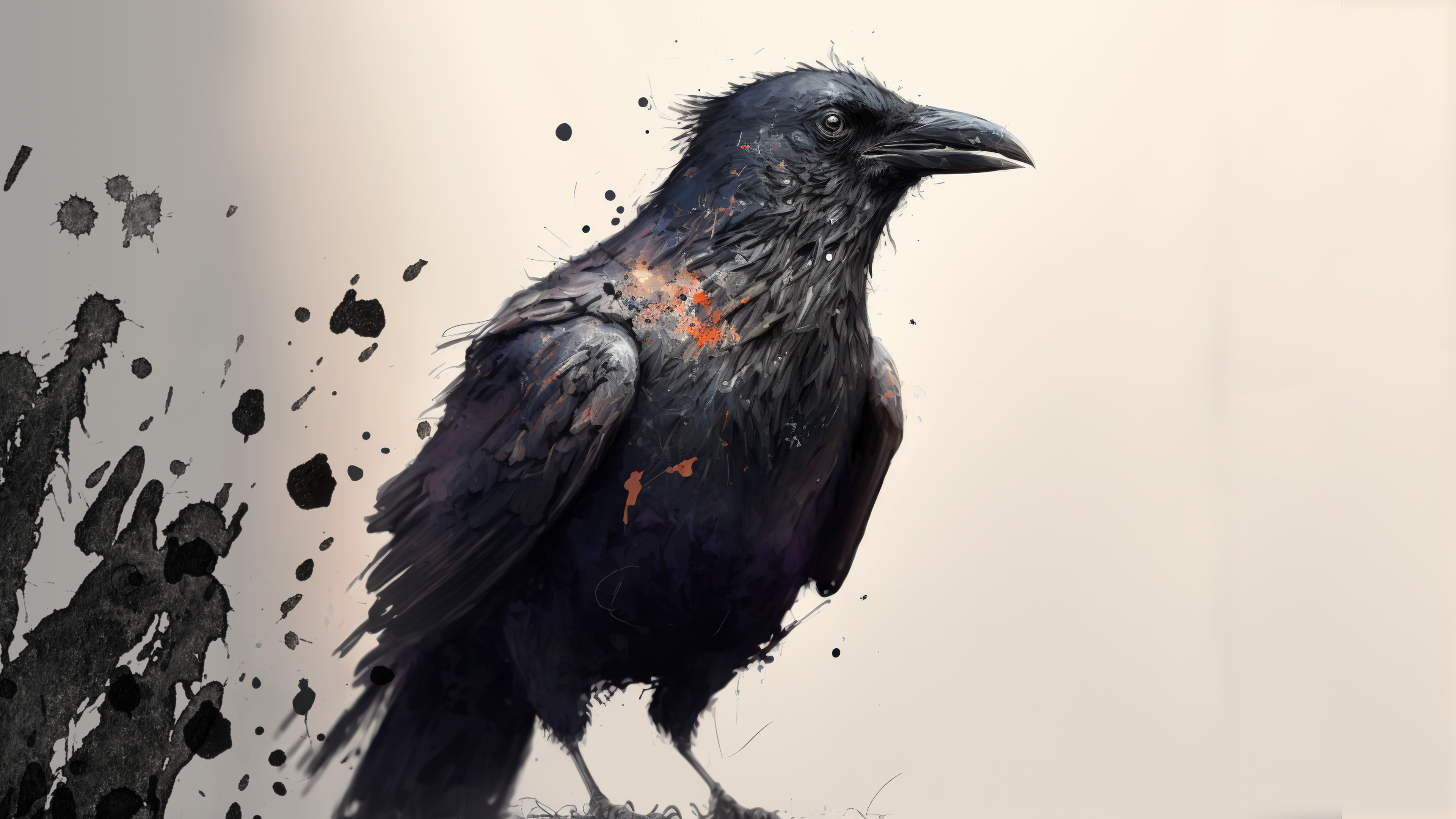 General 3840x2160 AI art birds animals crow simple background