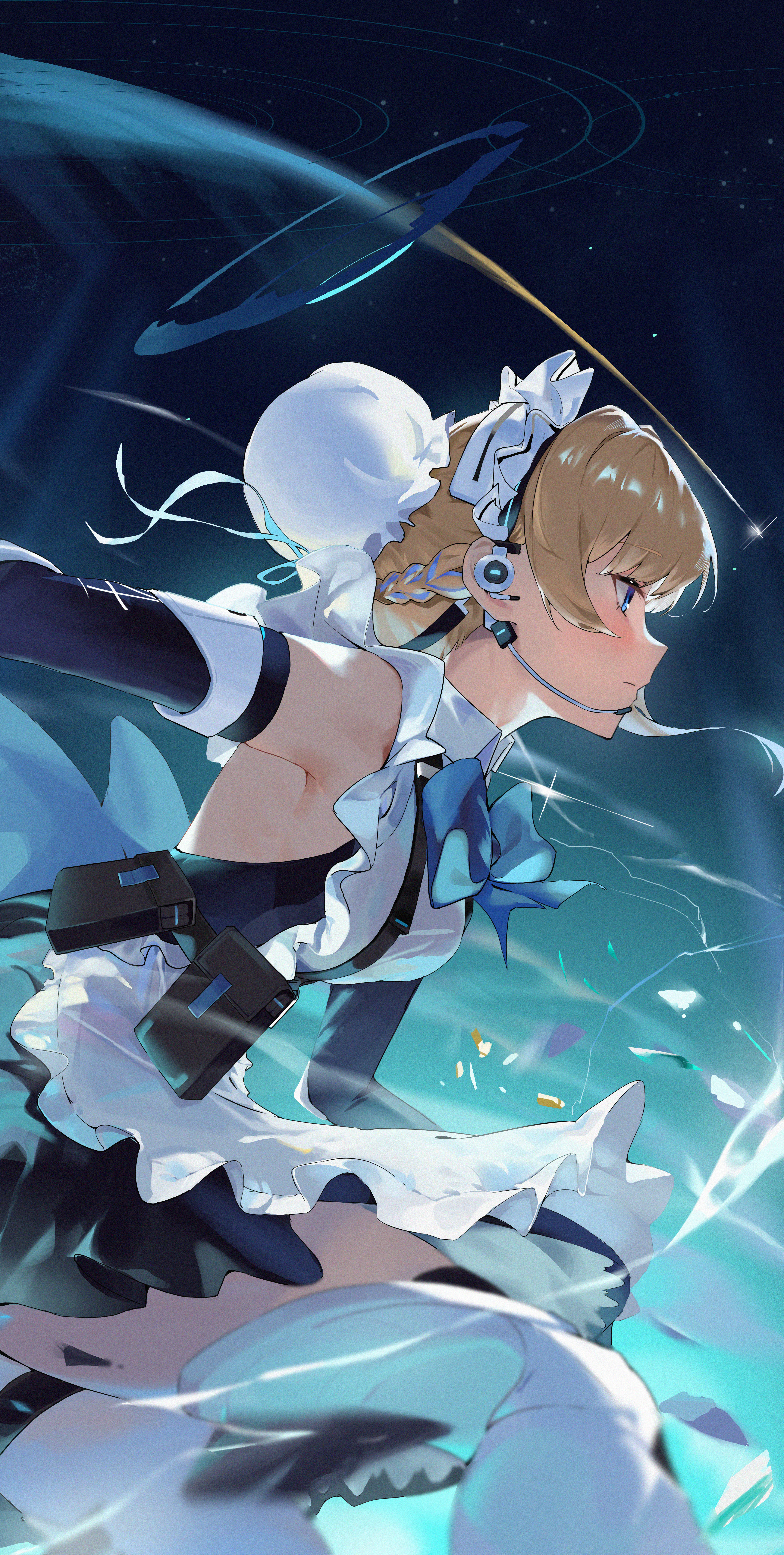 Anime 4170x8266 maid anime girls portrait display blonde blue eyes headphones maid outfit