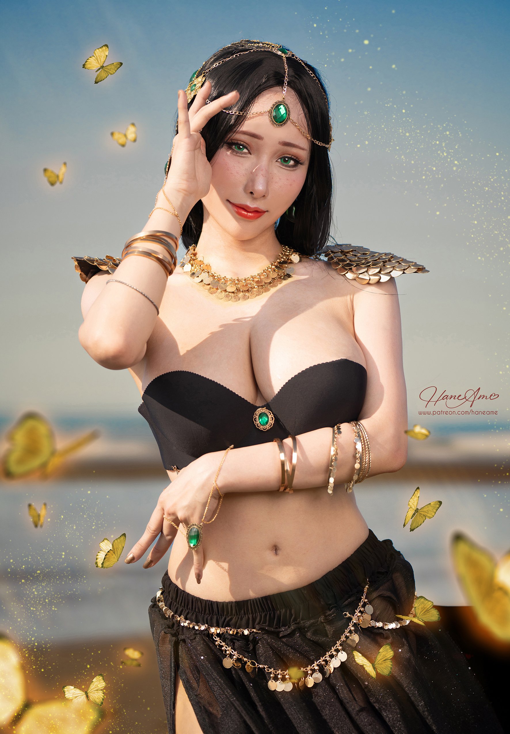 People 1772x2552 Hane Ame Aeolian Princess Ghostblade cosplay model Asian women brunette cleavage bare midriff women outdoors