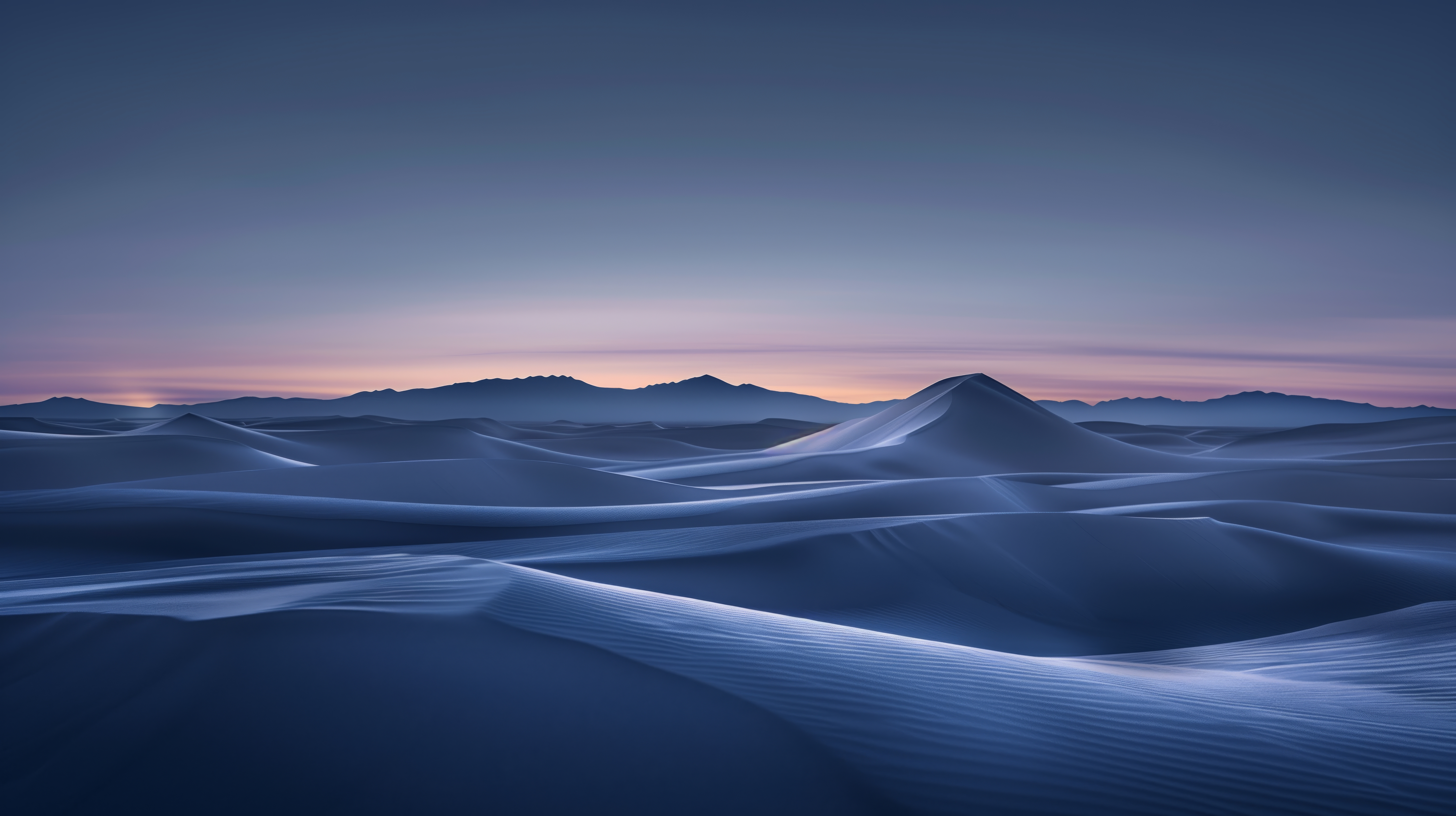 General 5824x3264 AI art desert dawn Blue hour landscape sky sand hills natural light