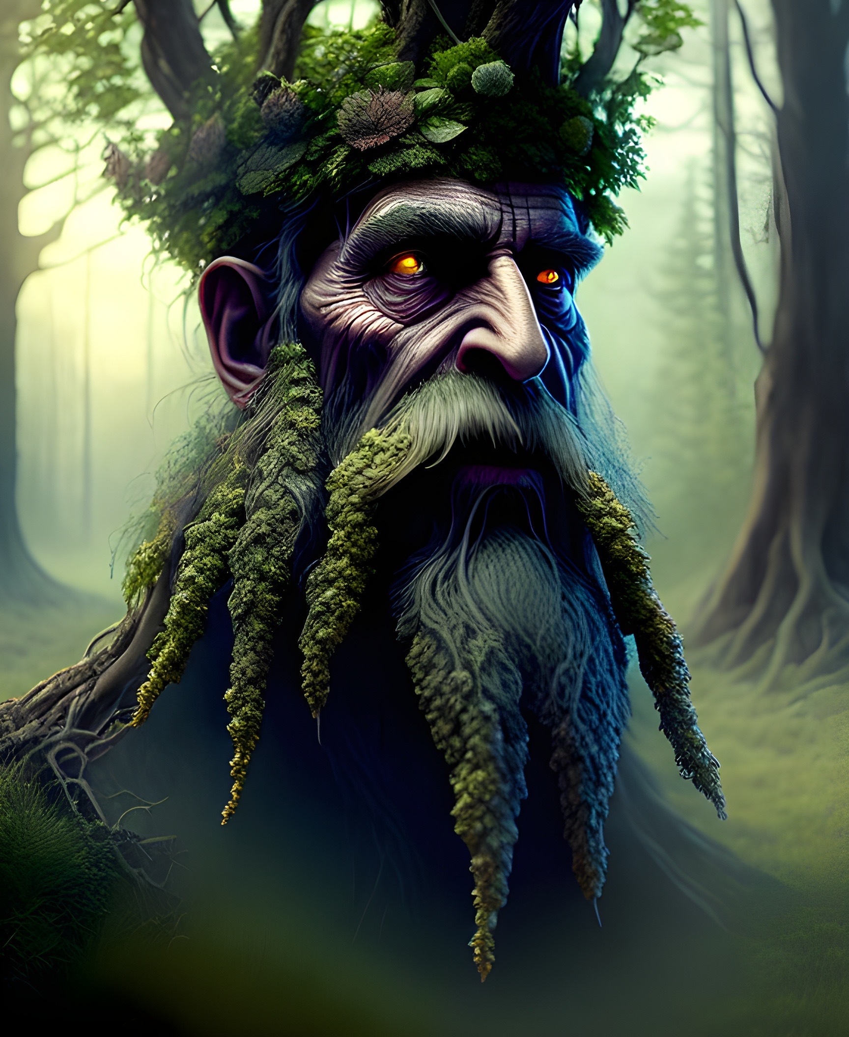 General 1728x2112 The Lord of the Rings J. R. R. Tolkien literature AI art portrait display old people beard trees wrinkles men