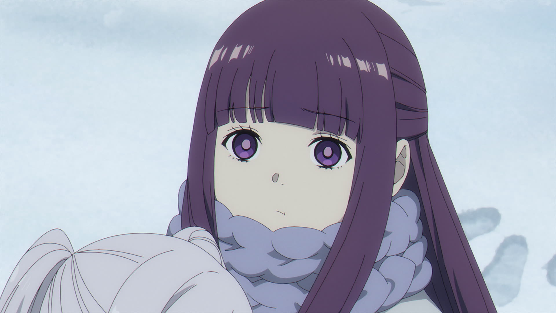 Anime 1920x1080 Sousou No Frieren Frieren Mages Fern (Sousou No Frieren) purple hair scarf Anime screenshot