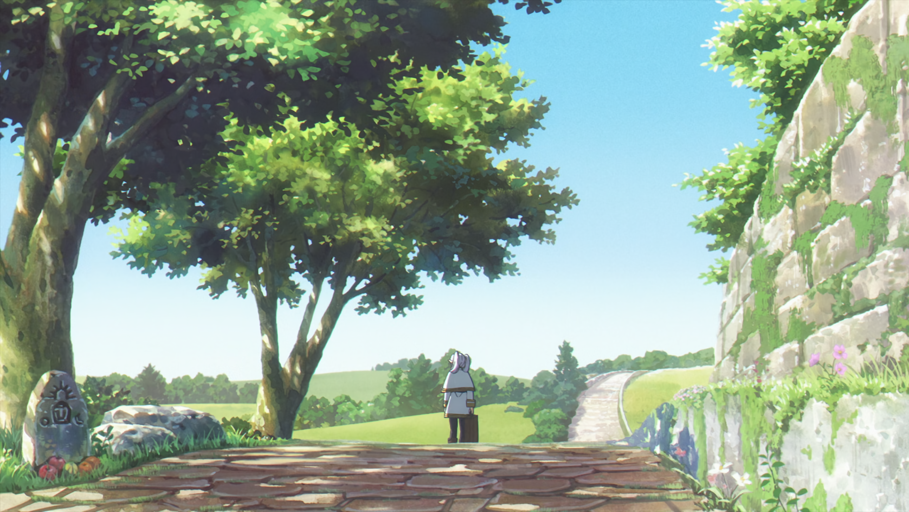 Anime 3070x1728 Sousou No Frieren anime Anime screenshot trees anime girls sunlight sky path standing grass