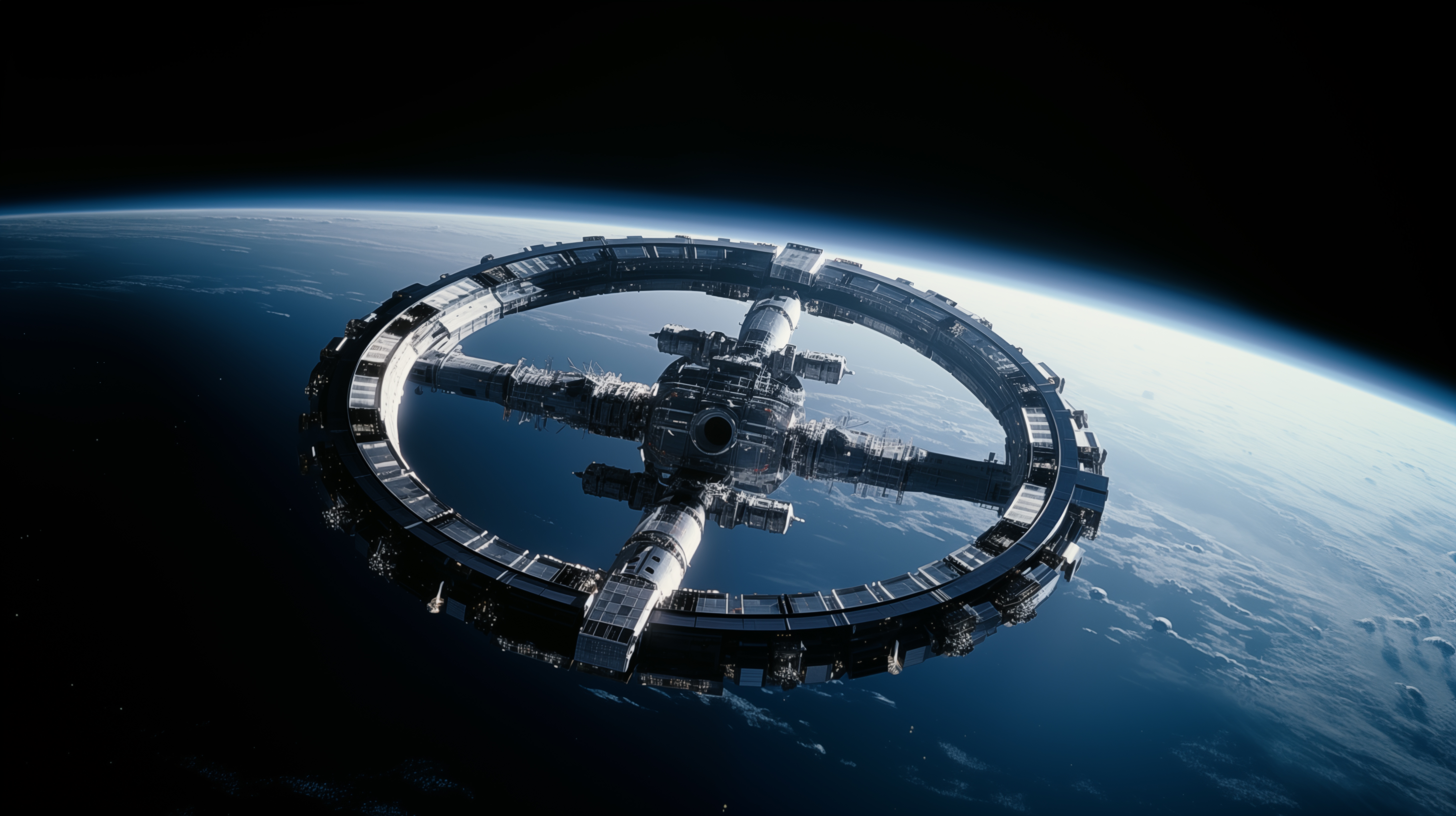 General 5824x3264 AI art space Earth space station planet science fiction digital art technology