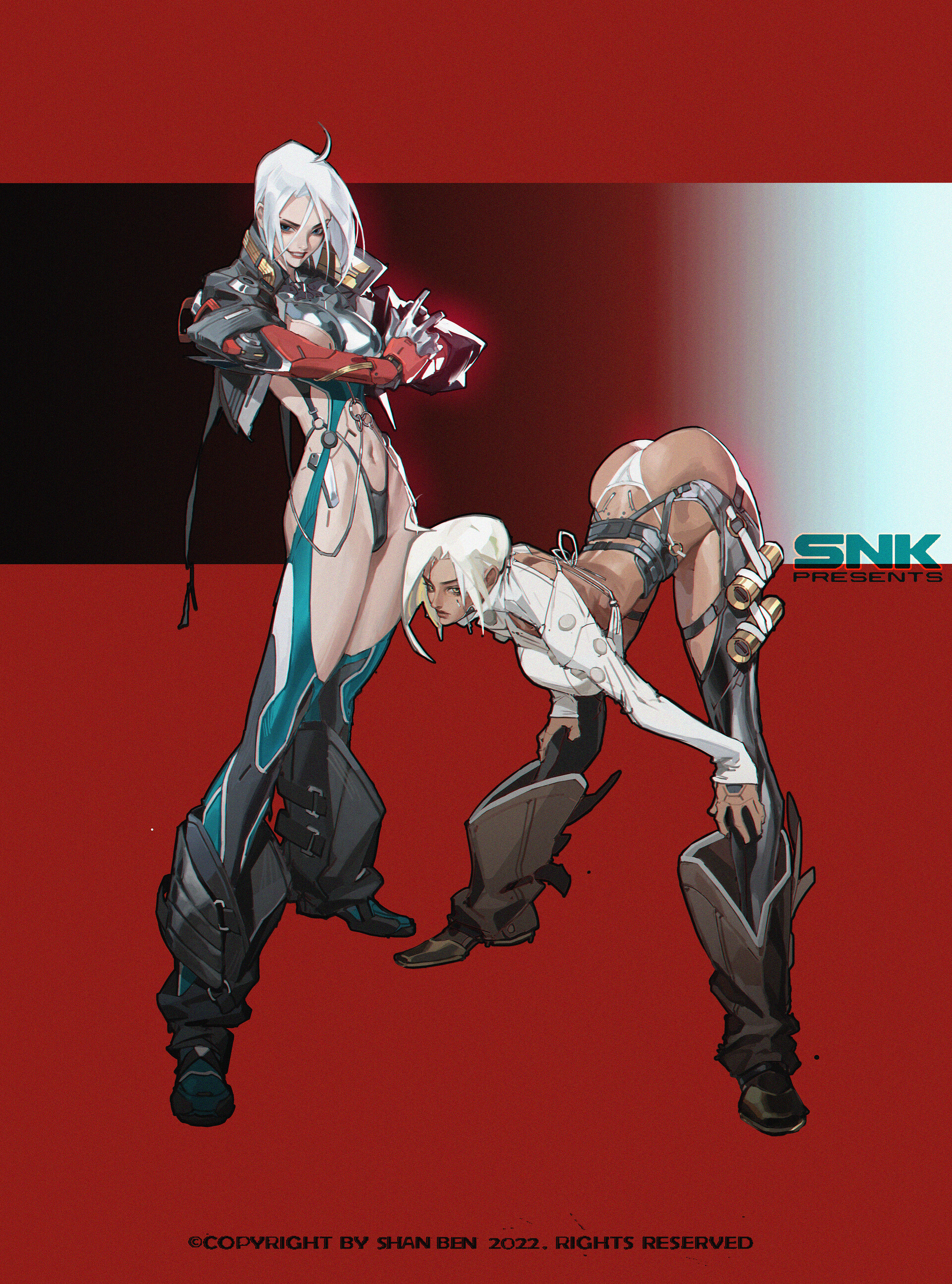 General 1920x2589 SNK women two women 2022 (year) video games video game characters fan art video game girls Shan Ben bent over ass skimpy clothes