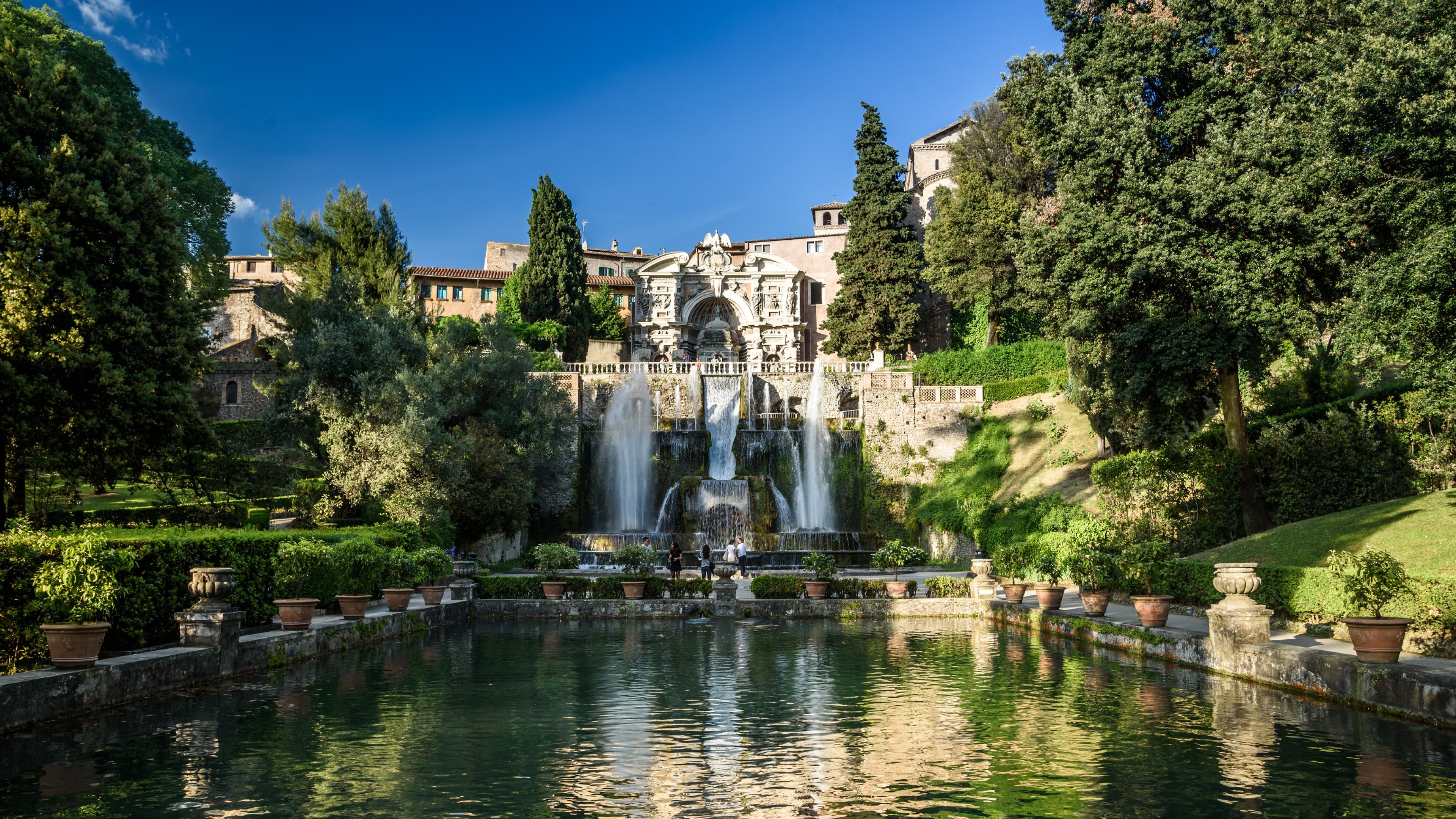 General 3840x2160 Villa d'este Italy nature water trees waterfall building