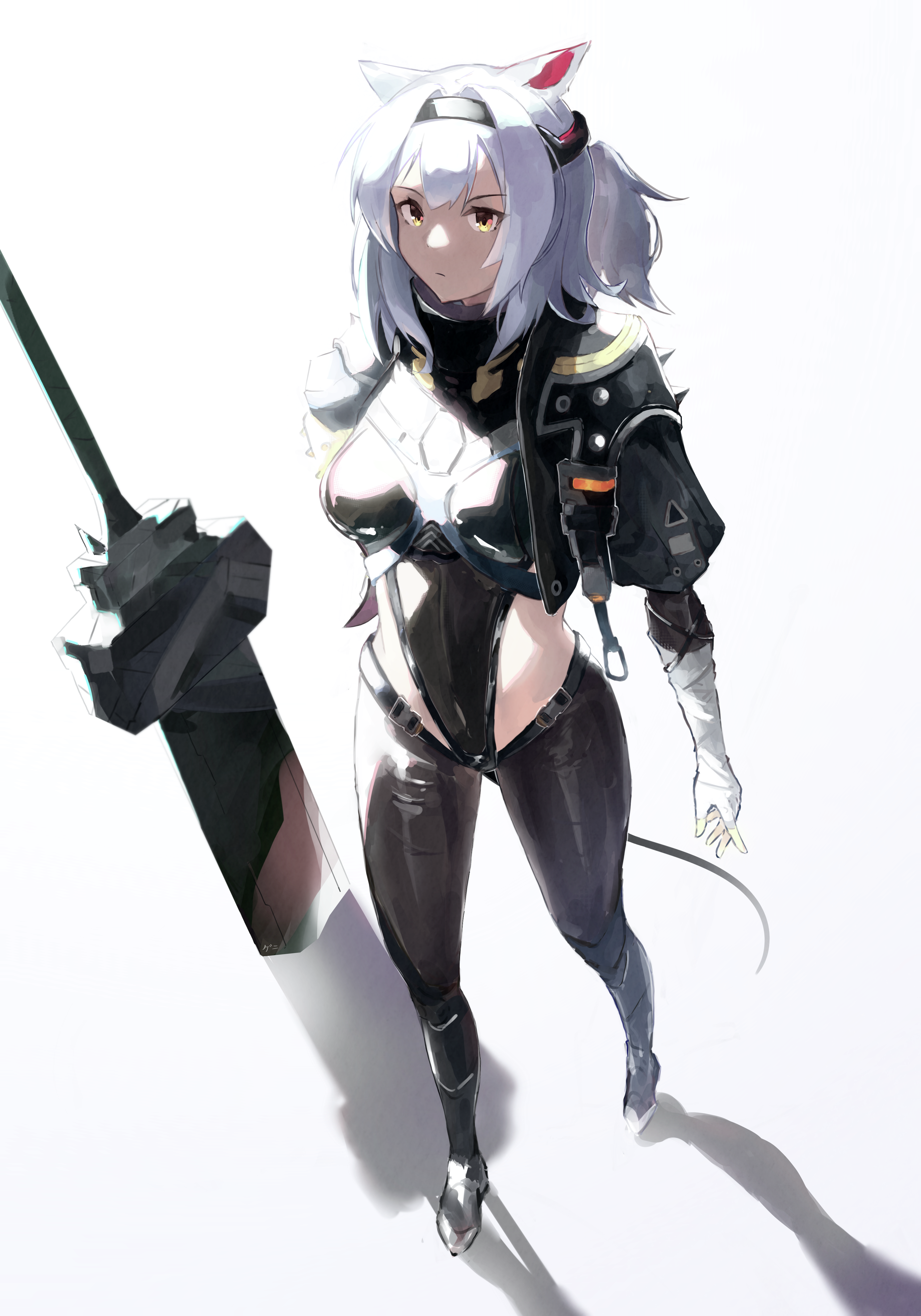 Anime 3500x5000 Scavenger (Arknights) Arknights anime girls white hair sword weapon shadow cat girl cat ears