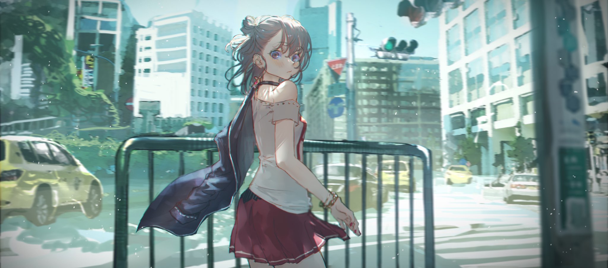 Anime 2048x904 anime anime girls digital art artwork 2D portrait Roki Virtual Youtuber street