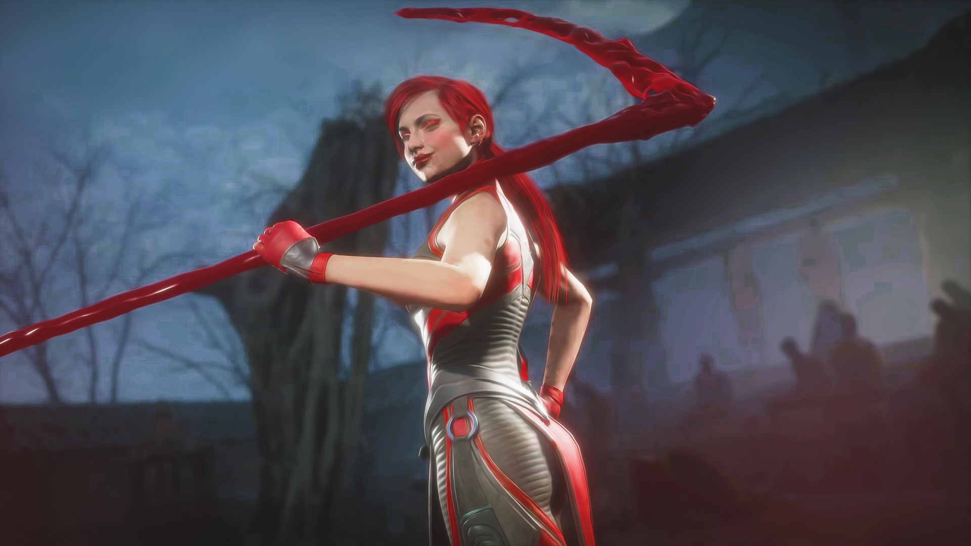 General 1920x1080 Mortal Kombat video game girls scythe redhead red lipstick makeup long hair video games video game warriors video game characters Skarlet (Mortal Kombat)