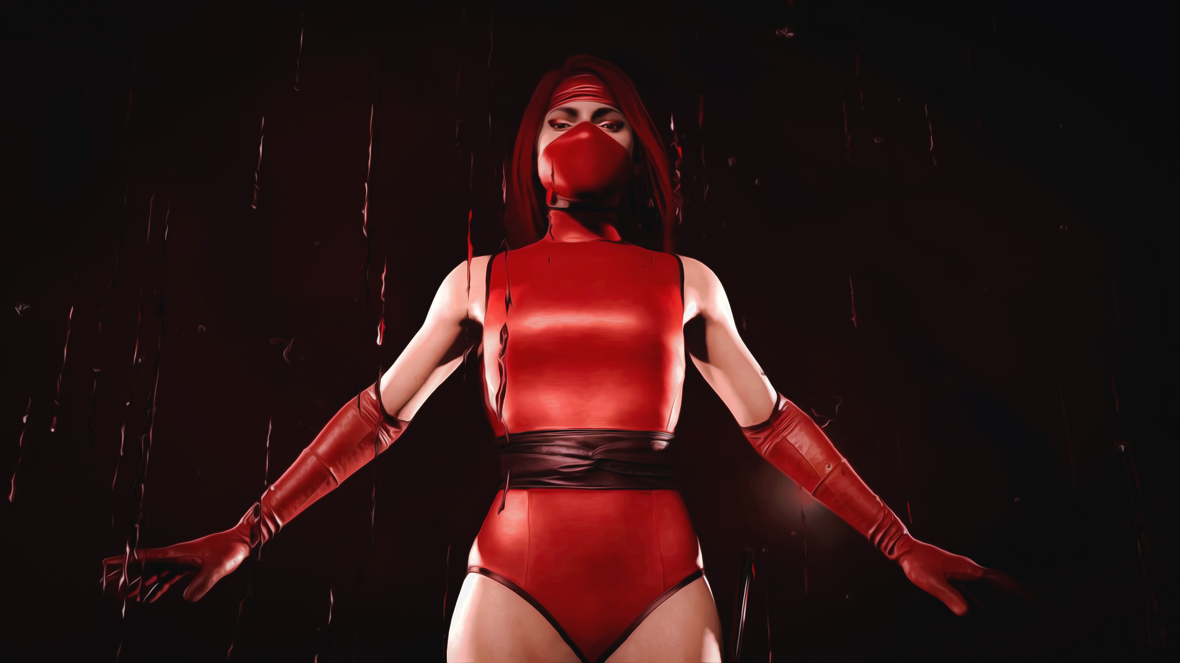 General 3840x2160 Skarlet (Mortal Kombat) video games video game art video game girls video game warriors bodysuit mask redhead standing