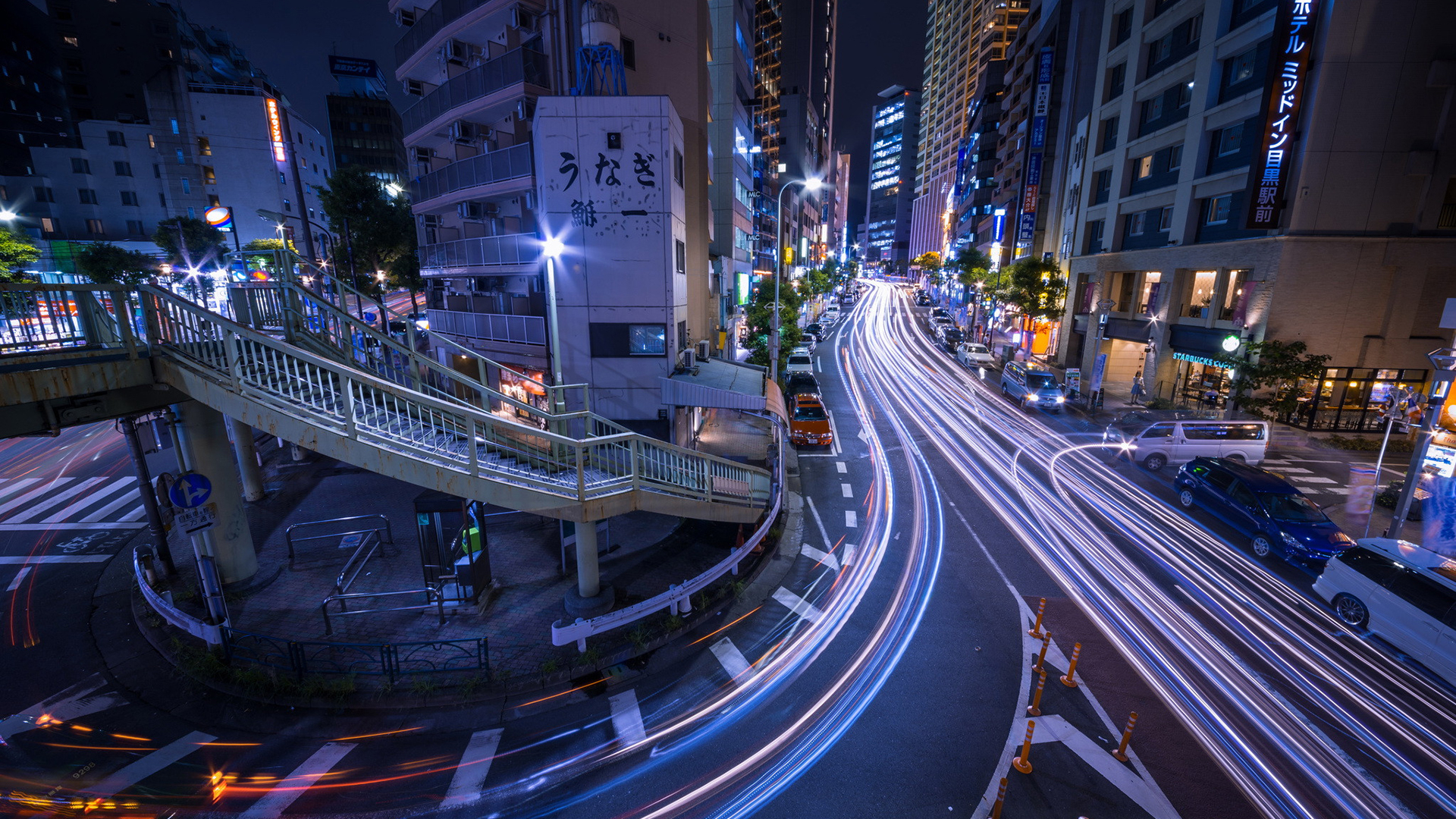 General 1920x1080 Japan city street urban night traffic city lights street light long exposure fisheye lens