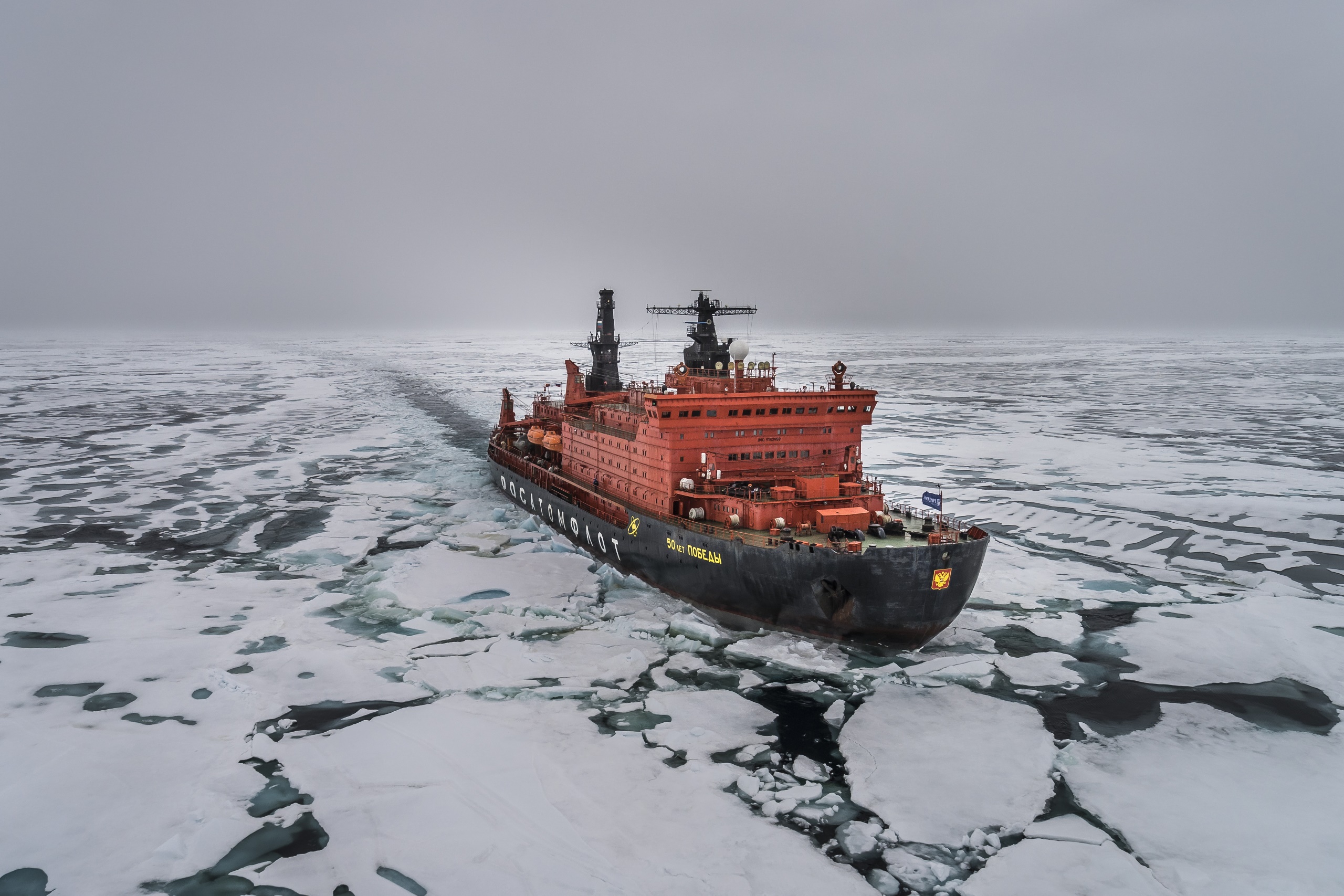 General 2560x1707 Arctic sea ship ice vehicle icebreakers Nuclear-powered icebreaker Rosatom Russian 50 Let Pobedy