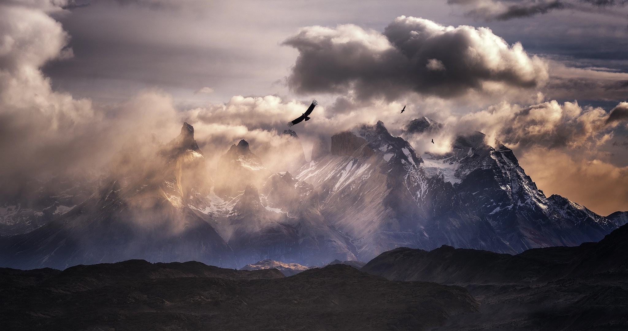 General 2048x1080 South America mountains nature birds sky clouds