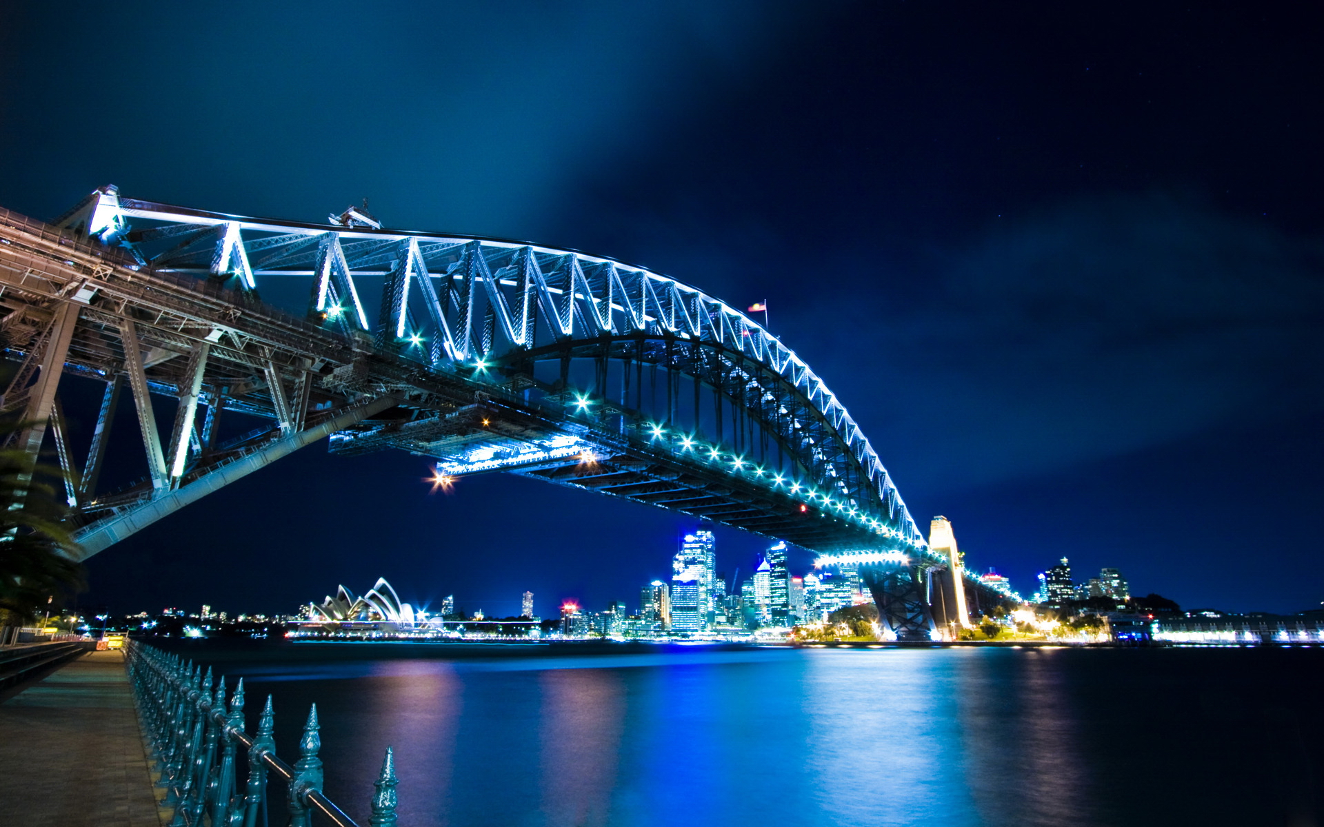 General 1920x1200 Sydney Sydney Harbour Bridge skyscraper city lights bridge blue light blue