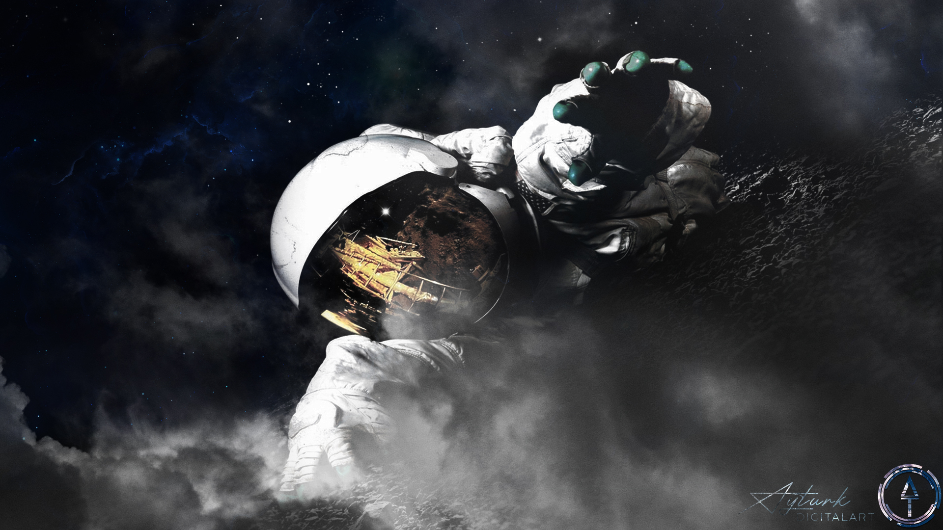 General 1920x1080 astronaut planet spacescapes galaxy stars NASA digital art photo manipulation space space art
