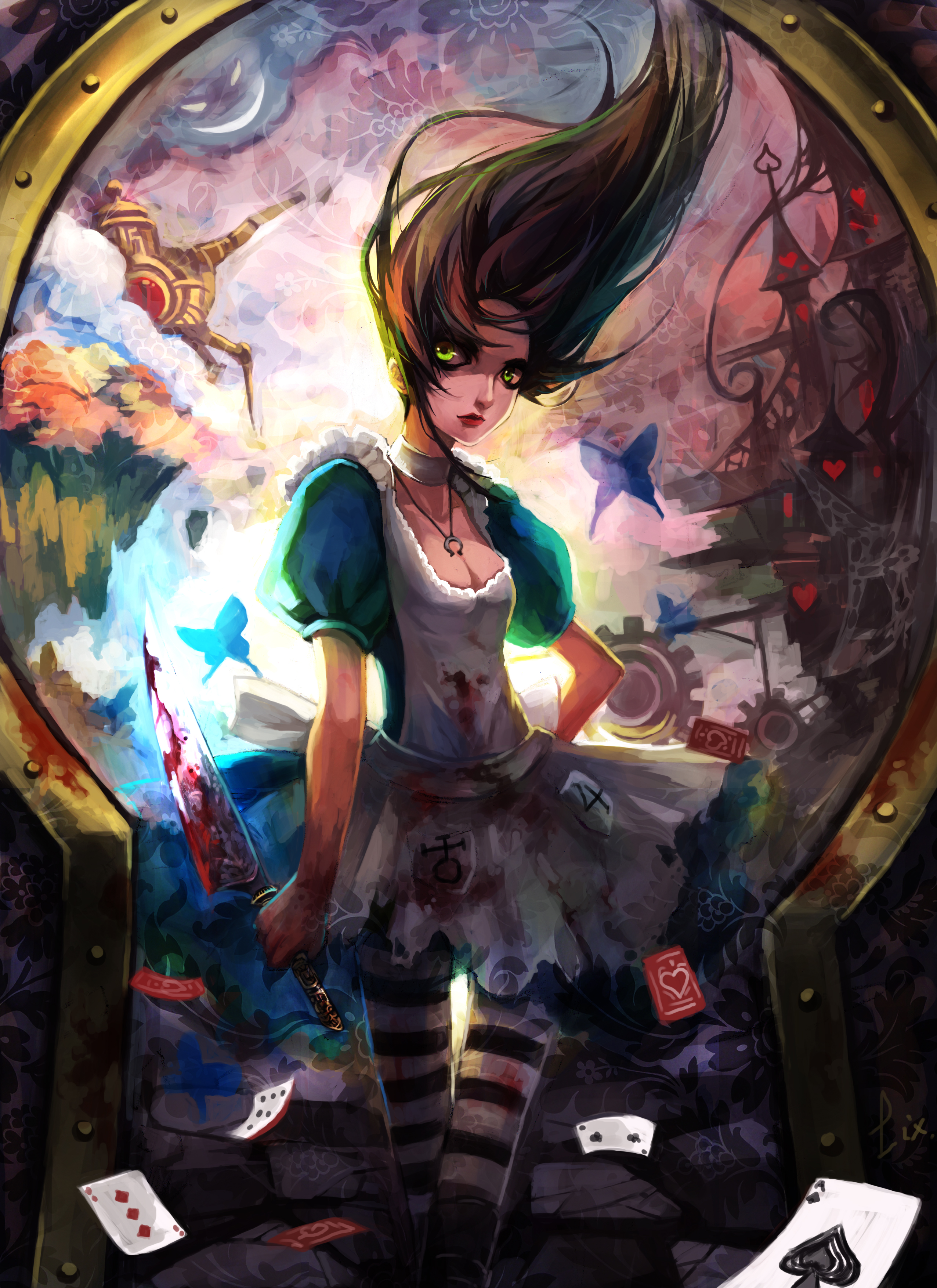General 2552x3508 anime girls Alice in Wonderland American McGee's Alice digital art portrait display video games