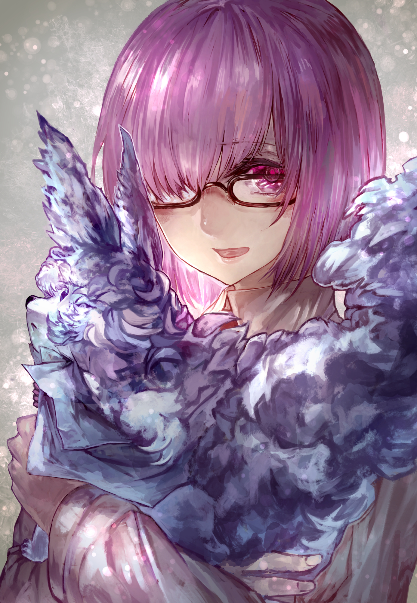 Anime 1386x2006 Fate series Fate/Grand Order signo aaa anime girls purple hair purple eyes Fou (Fate/Grand Order) Mash Kyrielight short hair looking at viewer women with glasses fan art 2D anime portrait display artwork