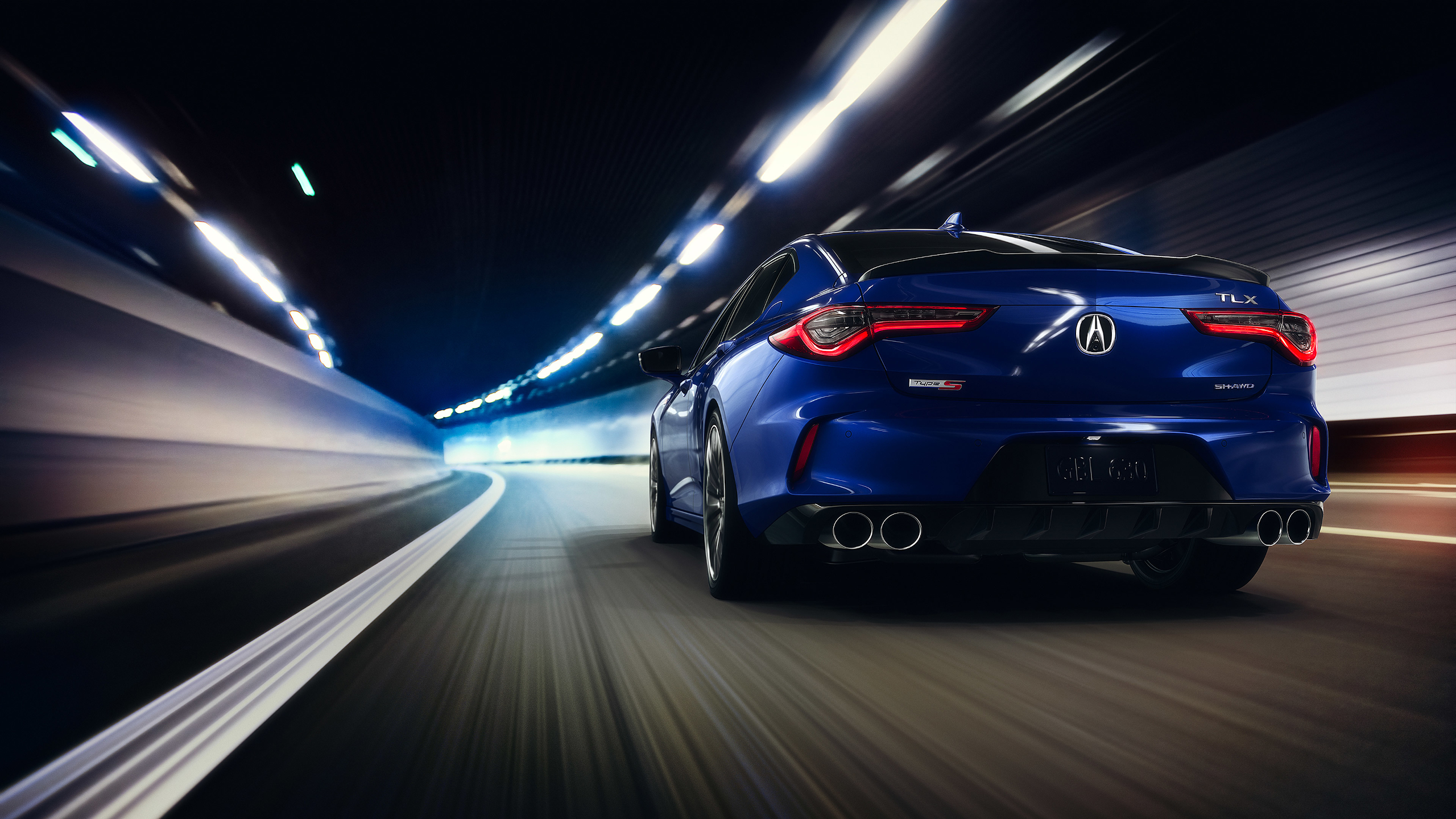 General 2560x1440 Acura TLX car vehicle tunnel motion blur blue cars acura Japanese cars
